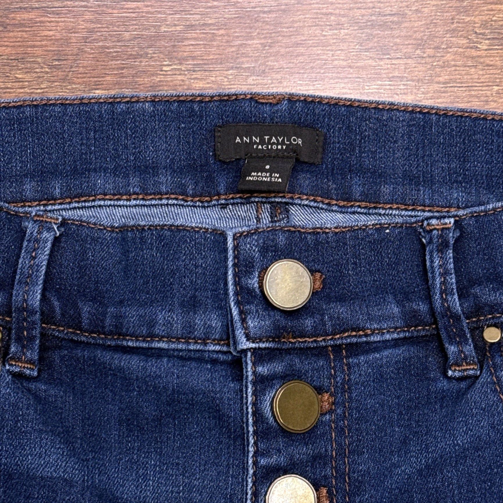 Ann Taylor Ann Taylor Jeans Skinny 8 High Rise Stretch Button Fly Denim Blue 5-Pocket Modern Womens Size 30" / US 8 / IT 44 - 4 Thumbnail