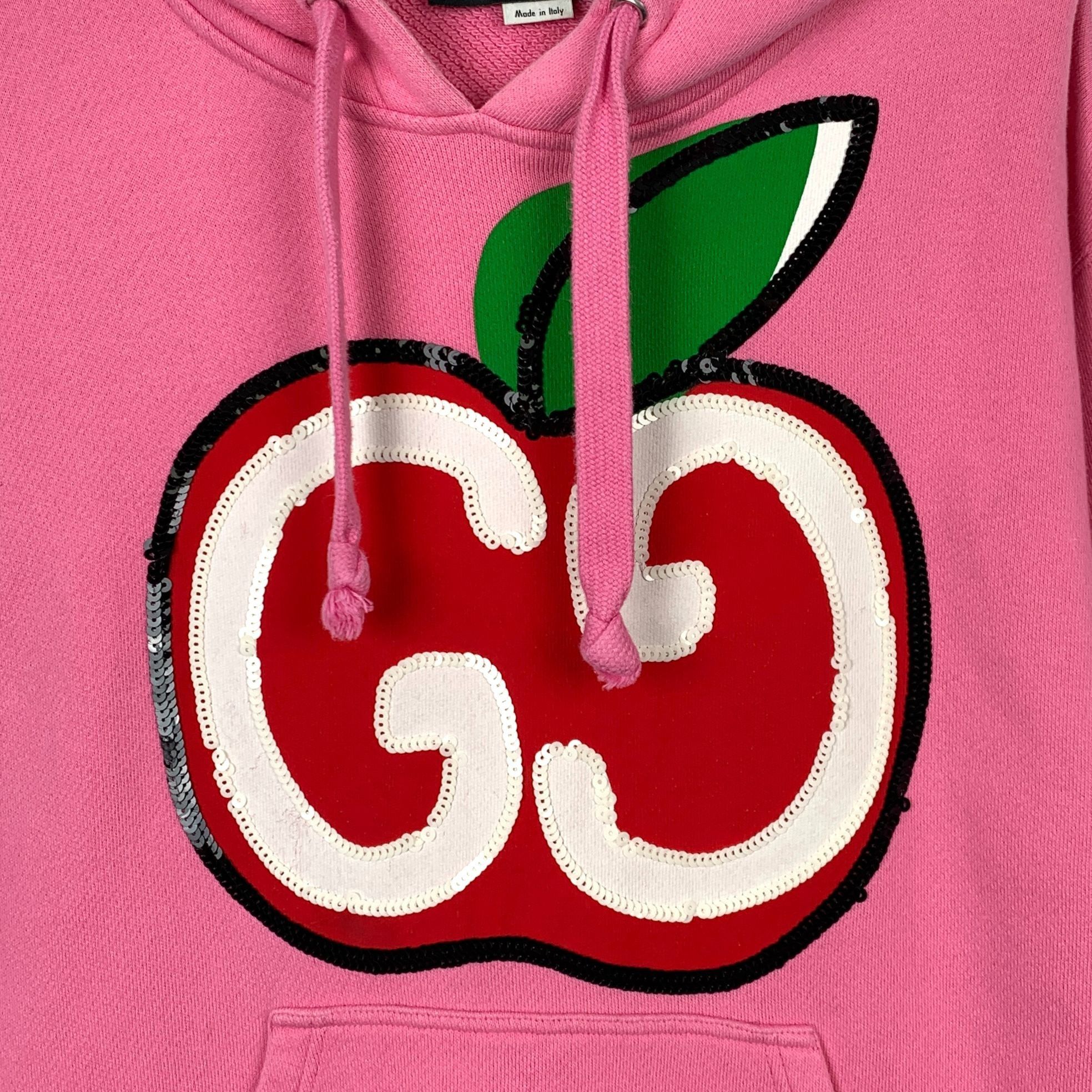 Gucci X9308 Gucci Pink Apple Sequin Logo Hoodie Sweatshirt Size XS / US 0-2 / IT 36-38 - 4 Thumbnail