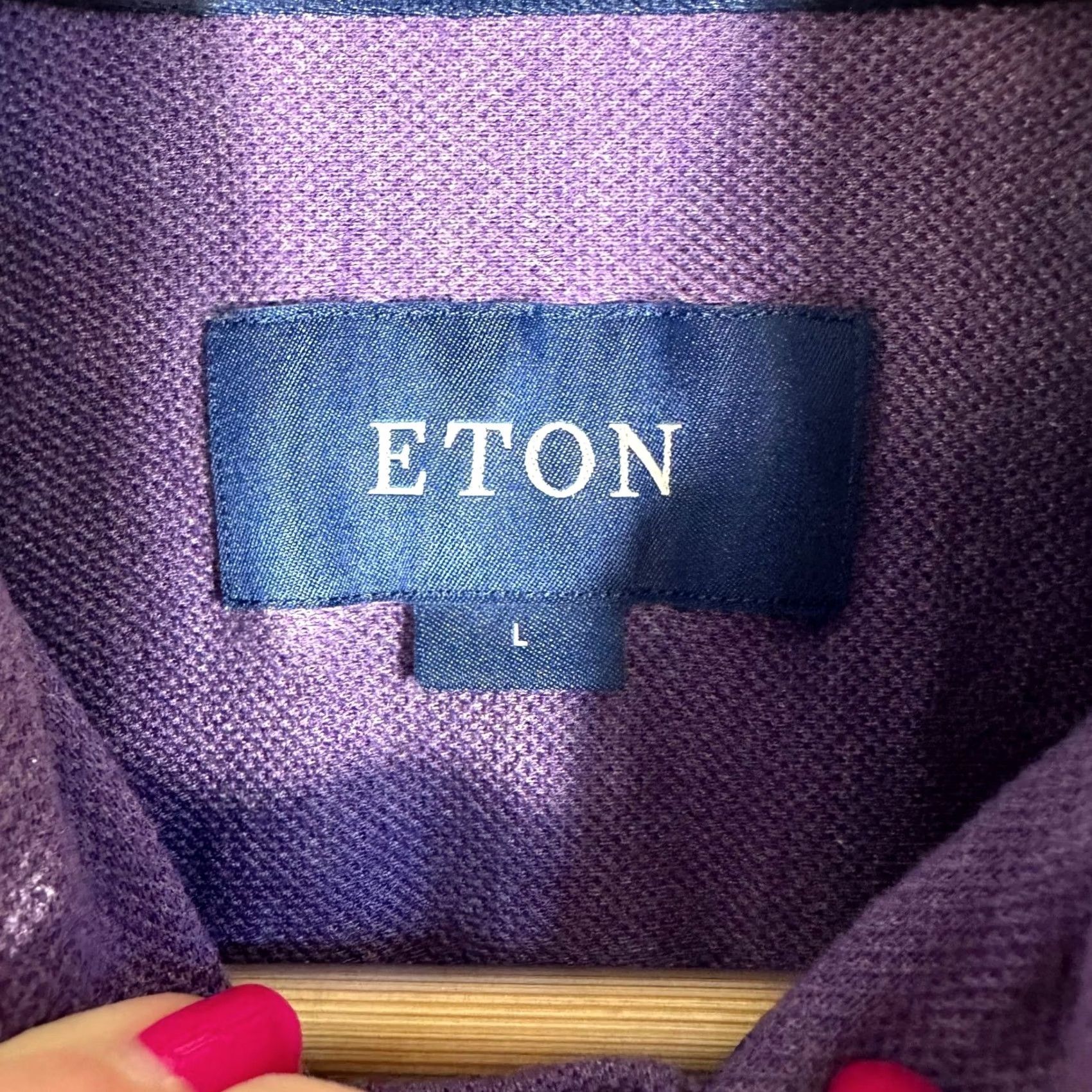 Eton Eton Purple Pique Cotton Long Sleeve Button-Down Shirt Size L Mens Regular Collar Button-Up Size US L / EU 52-54 / 3 - 3 Thumbnail