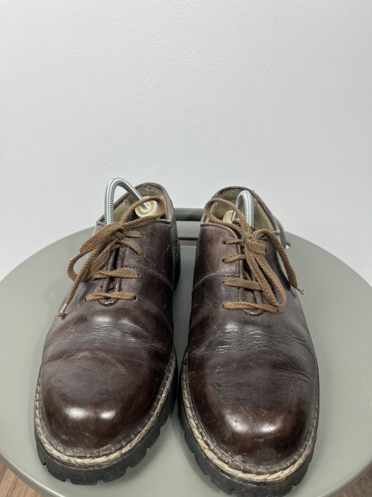 Leather Vintage Leather Derby Shoes Chunky Sole Lace Up Size 40 US 7 Size US 7 / EU 40 - 3 Thumbnail