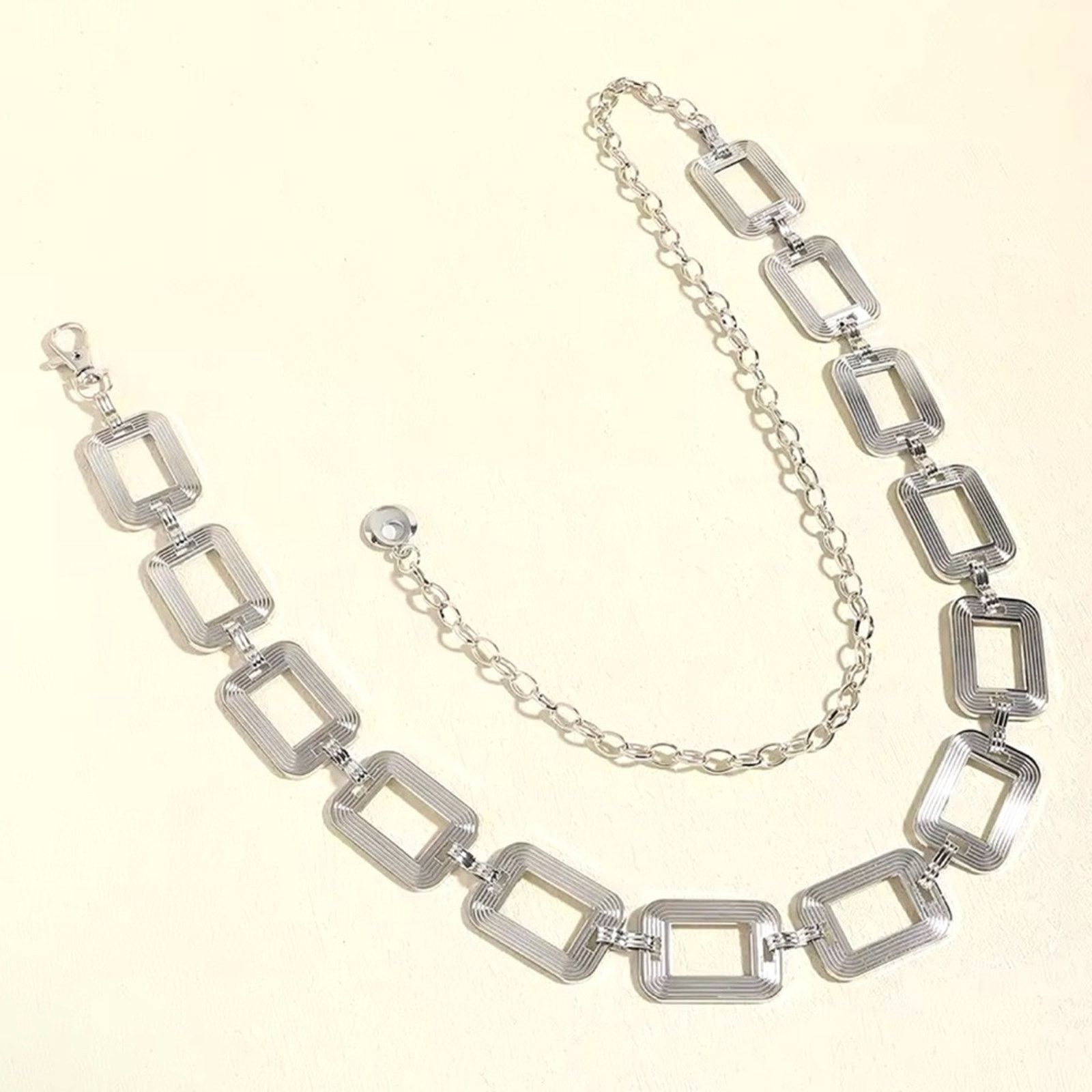 Other cute chain hollow simple square belt buckle chain belt Size ONE SIZE - 5 Thumbnail