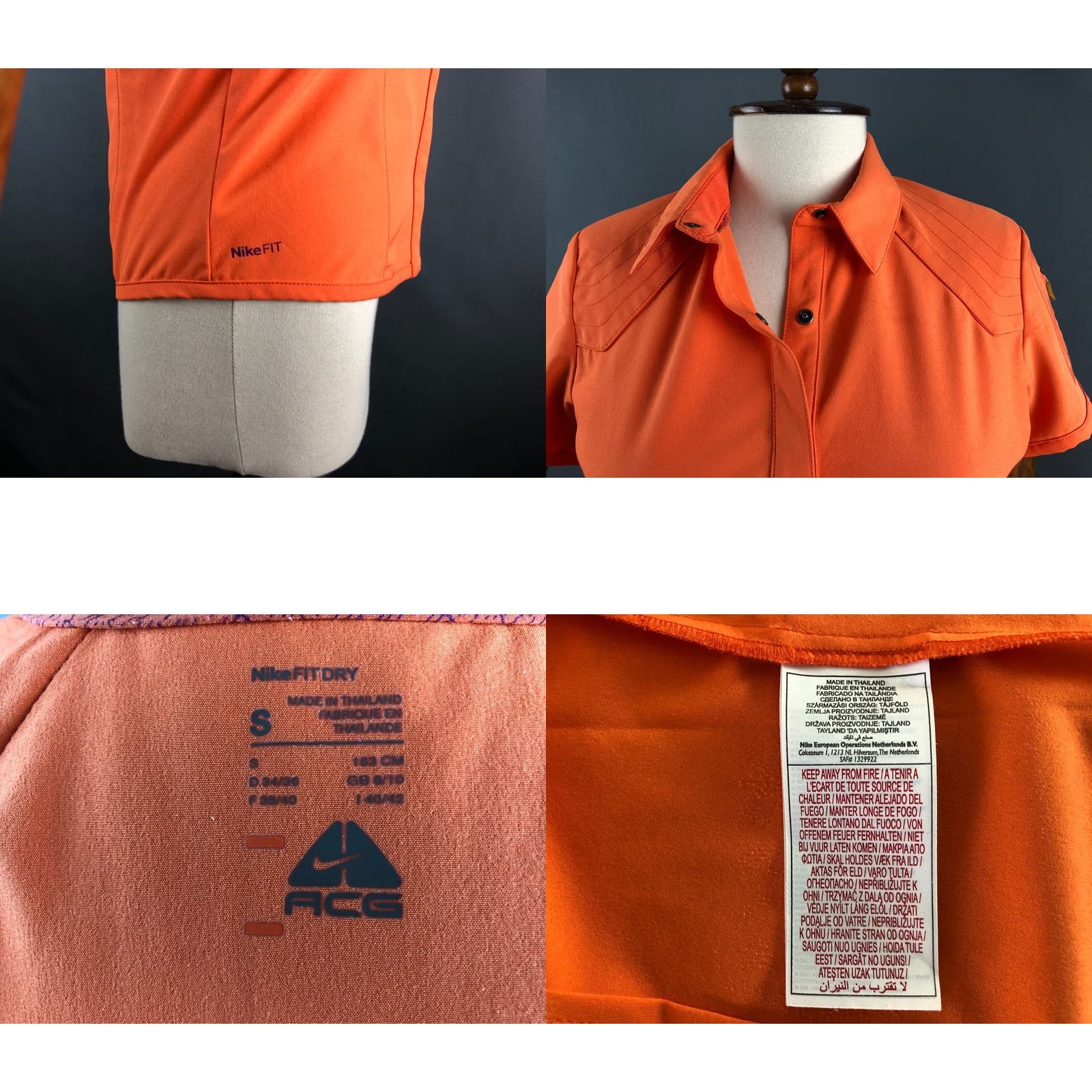 Nike ACG Nike ACG Blouse Shirt Orange Women's Size S Polyester Casual Sleeve Collared Short Sleeve Size S / US 4 / IT 40 - 8 Thumbnail