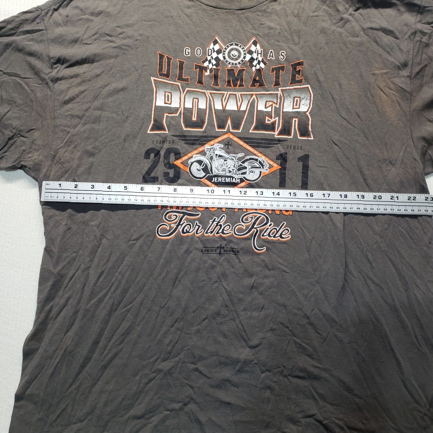 Vintage Stylefer Shirt Adult XL Brown Jeremiah Ultimate Power Bike Christian Religious Bible Verse T-Shirt Size US XL / EU 56 / 4 - 5 Thumbnail