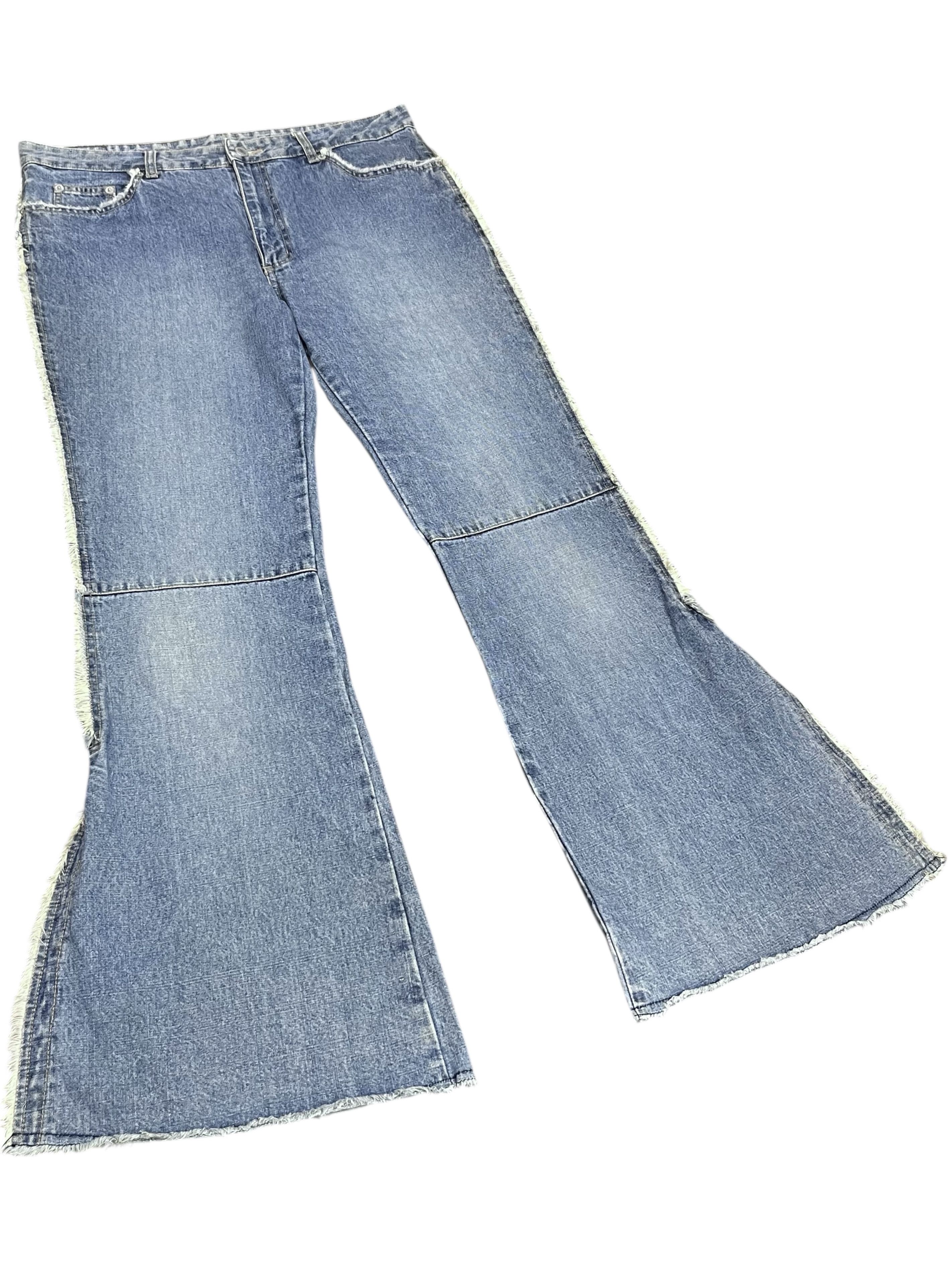 Japanese Brand Vtg Playchess Japan Hem Cut Side Flare Denim Light Wash Size 32" / US 10 / IT 46 - 6 Thumbnail