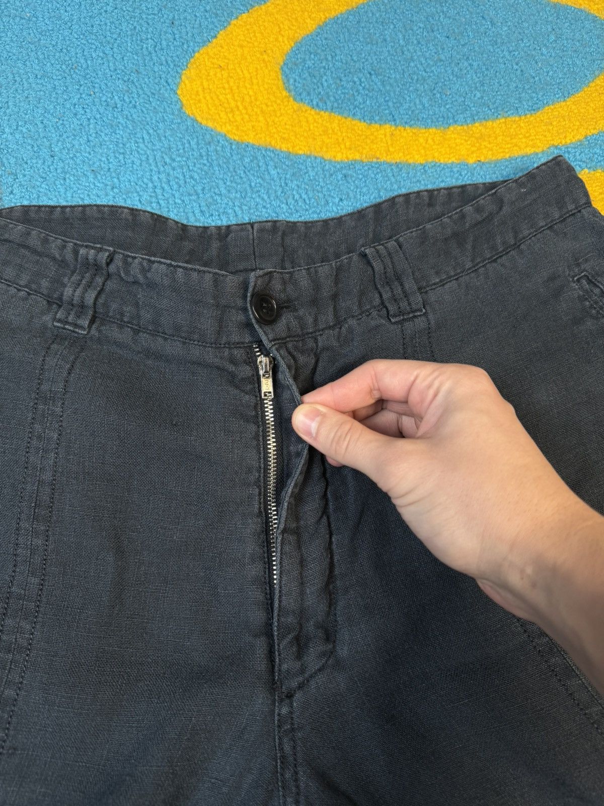 Armani Collezioni × Vintage Vintage Armani Collezioni Blue Wide Linen Pant Size US 33 - 10 Thumbnail