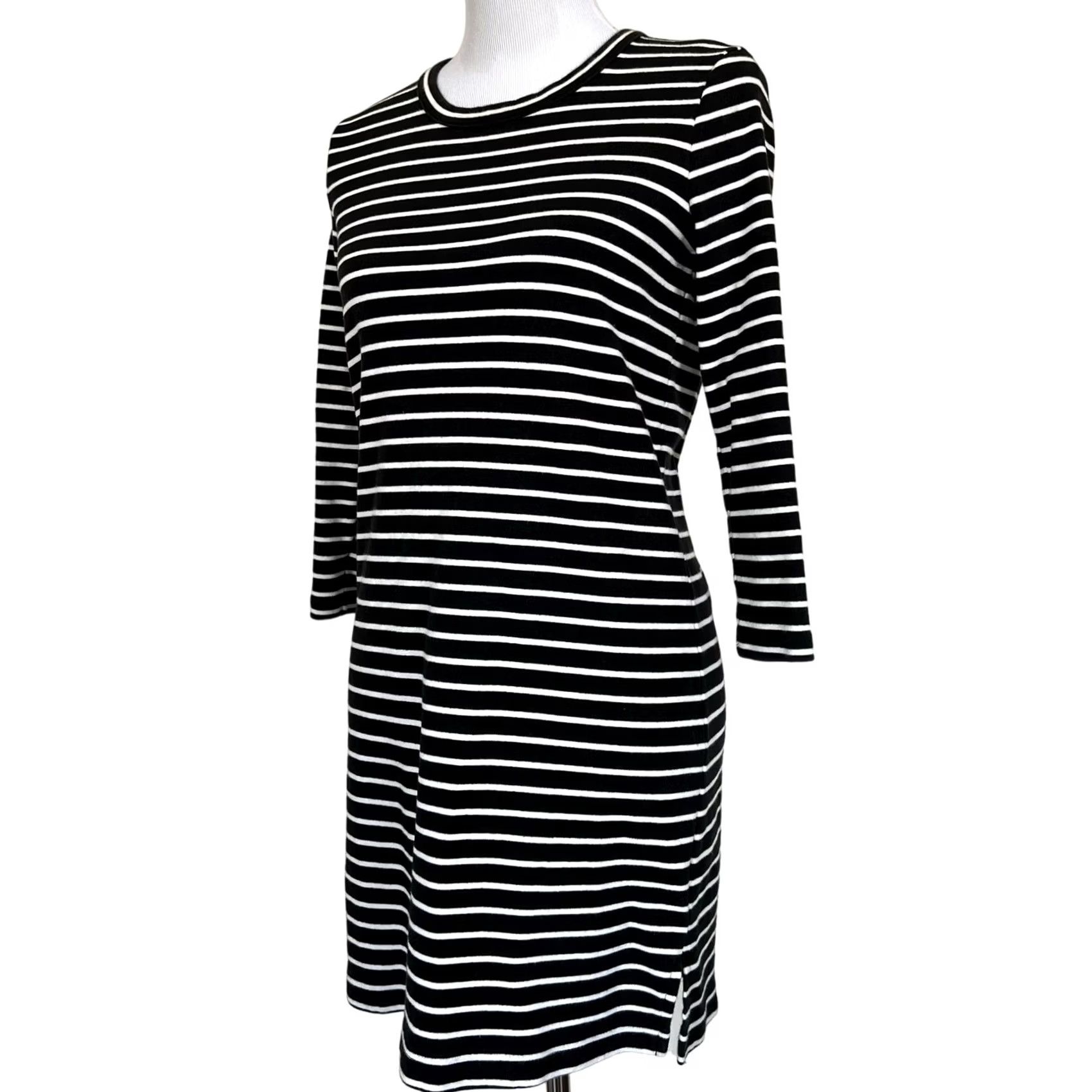 Madewell Madewell Dress Black White Striped Keyhole Back Long Sleeve G2852 Size S Casual Dress Women Shirt Dress Size S / US 4 / IT 40 - 2 Thumbnail