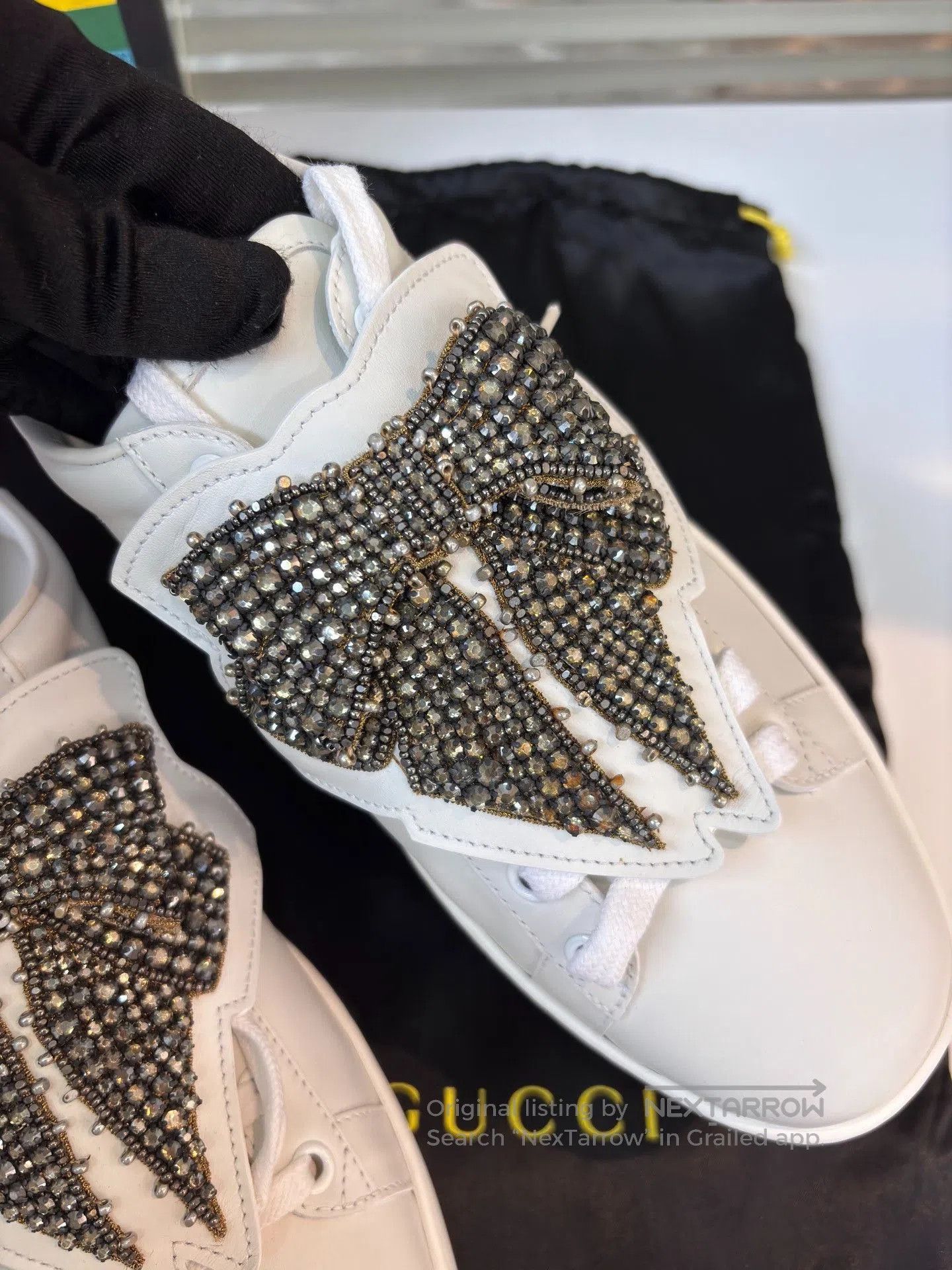 Gucci Gucci Limited Crystal Bow White Sneakers. Size US 8.5 / IT 38.5 - 8 Thumbnail