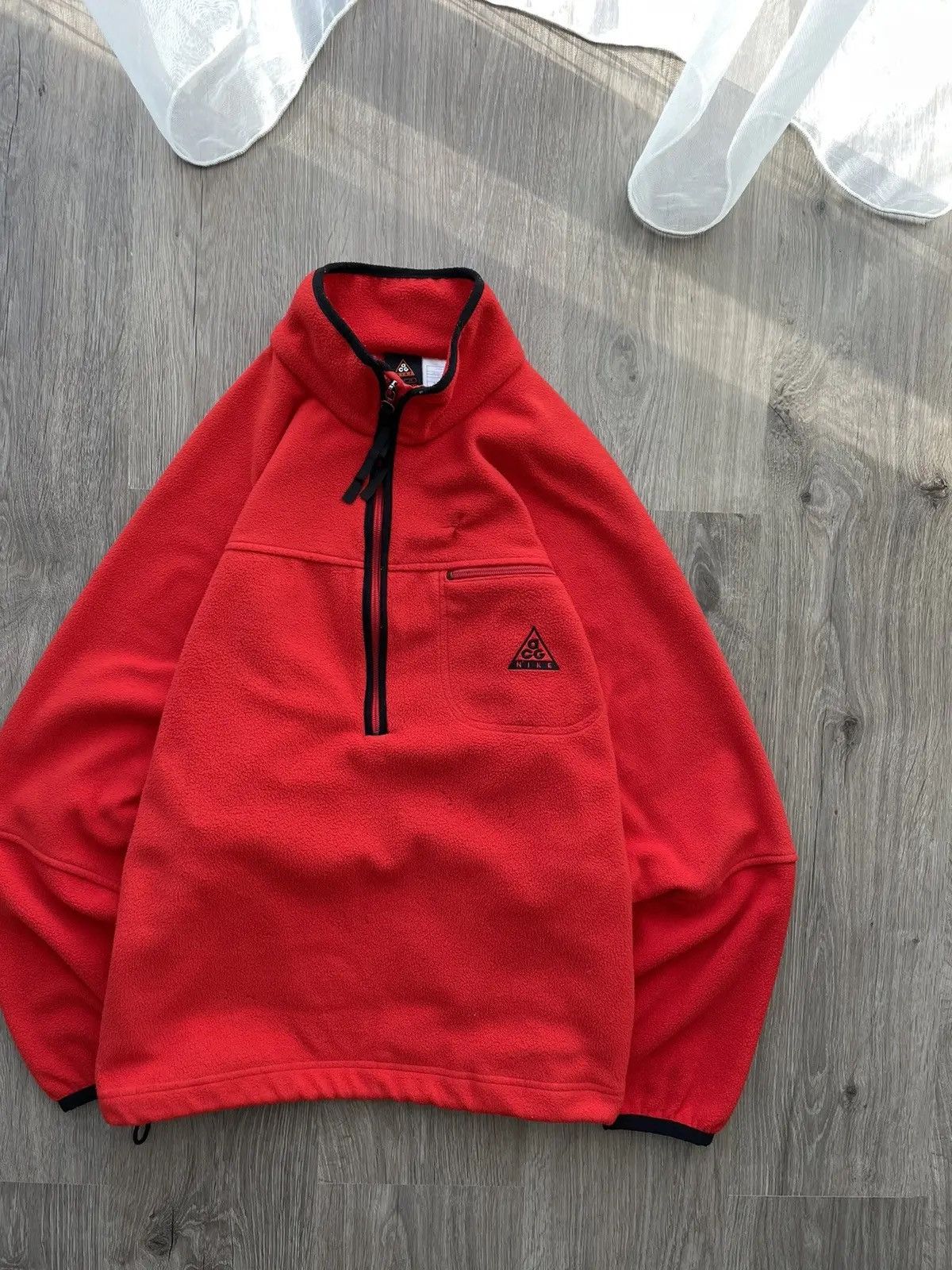 Nike × Nike ACG × Vintage Vintage Nike ACG Fleece Jacket Red Y2K big Logo Size US M / EU 48-50 / 2 - 2 Thumbnail