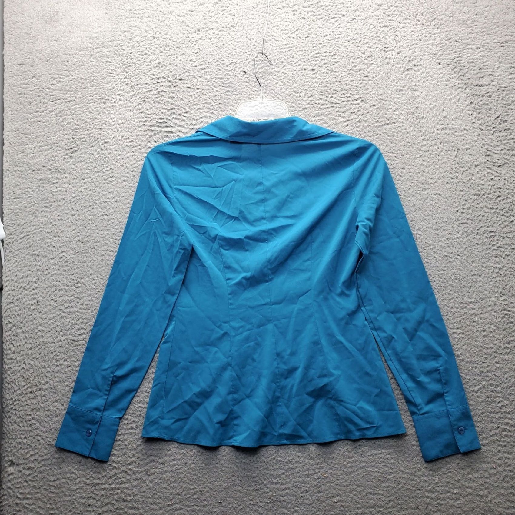 Vintage New York & Company Shirt Womens Size 6 Blue Slim Stretch Collared Button Front Blouse Size M / US 6-8 / IT 42-44 - 2 Thumbnail
