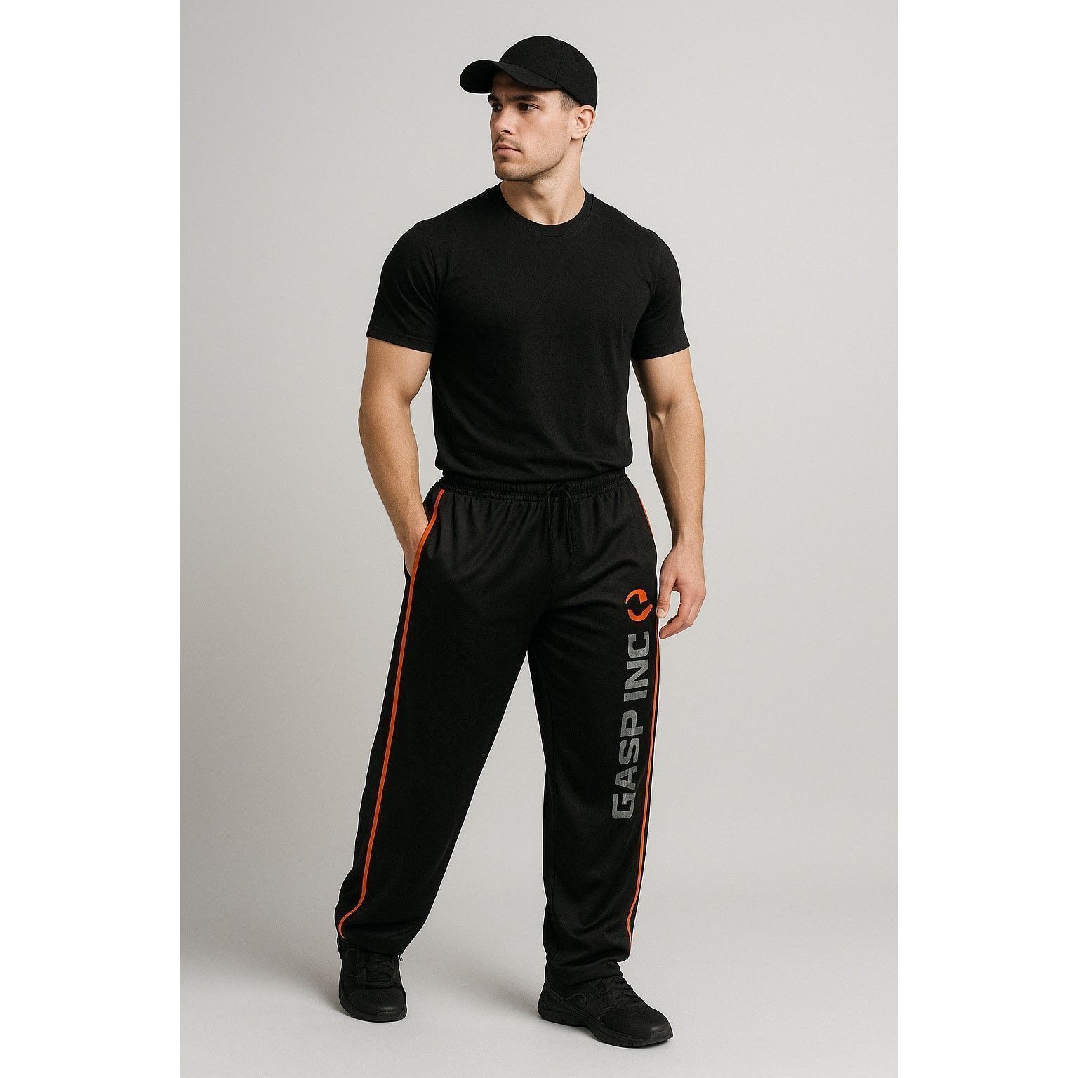 Other Y2K Bodybuilding Gym Track Pants Black Orange GASP INC L Size US 32 / EU 48 - 1 Thumbnail