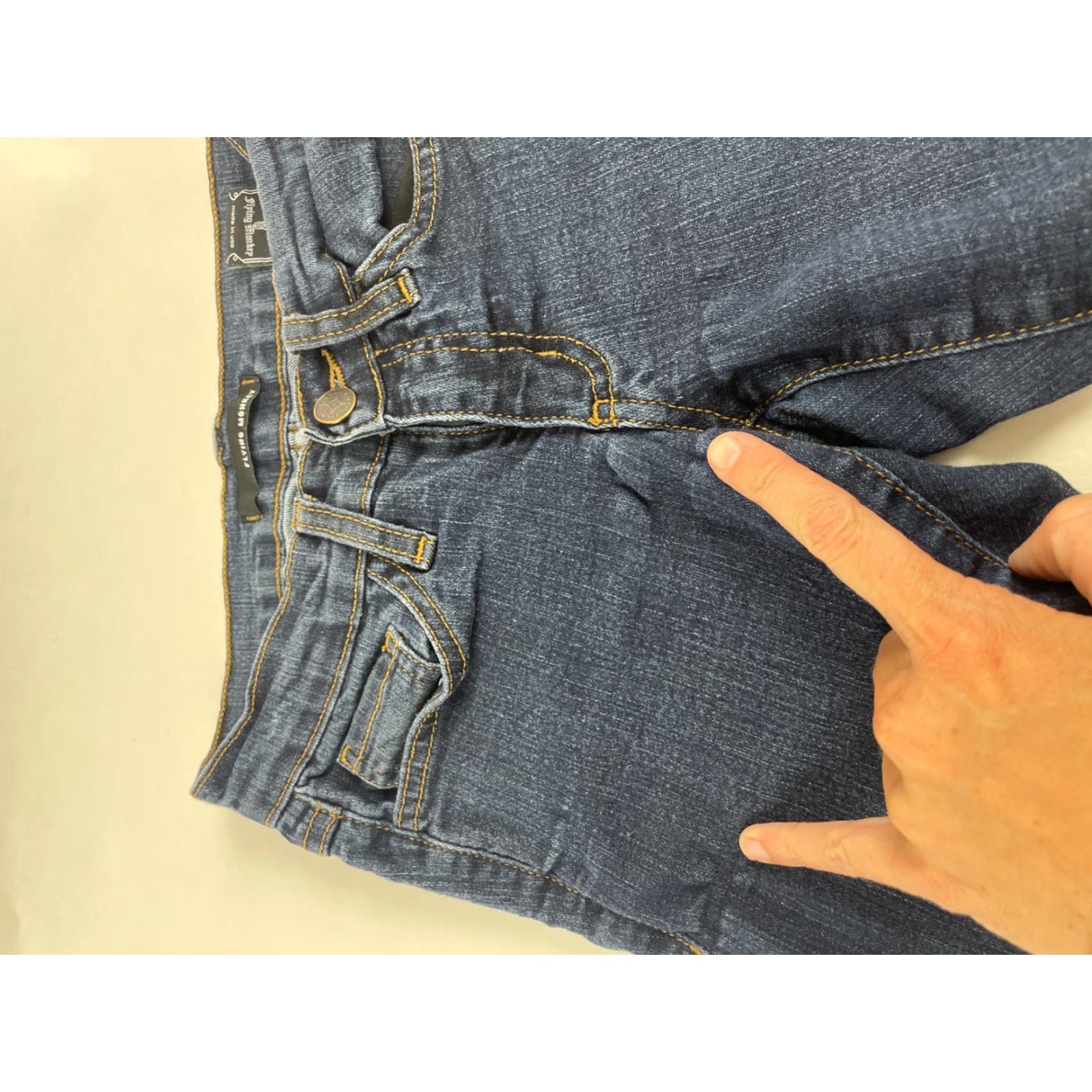 Vintage Flying Monkey Jeans Women's Size 0 Blue Denim Low Rise Pants Stretch Cargo Pocket Straight Modern 31 In Womens Size 25" / US 0 / IT 36 - 7 Thumbnail