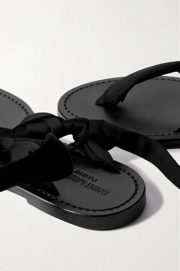 Saint Laurent Paris o1y0126 Thong Sandals in Black Size US 5 / IT 35 - 3 Thumbnail