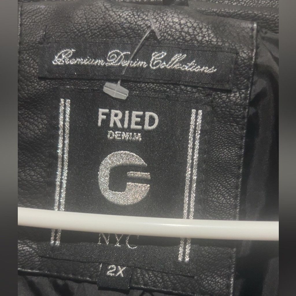 Other Fried Denim NYC men's faux Black leather jacket w pockets Size US XXL / EU 58 / 5 - 6 Thumbnail