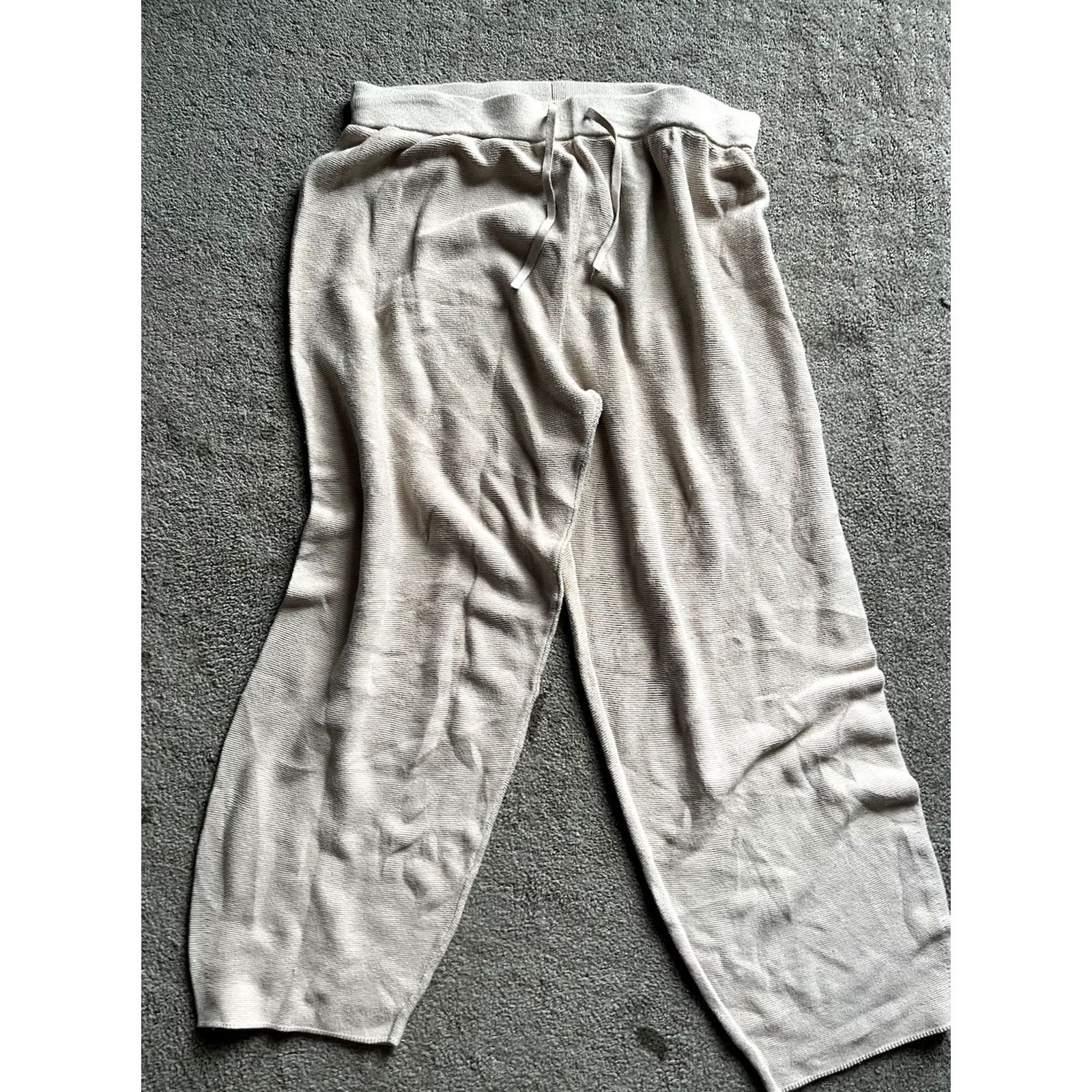 H&M H&M Sweatpants Wide Leg Beige Lounge Drawstring Large Women’s Size 36" / US 14 / IT 50 - 2 Thumbnail
