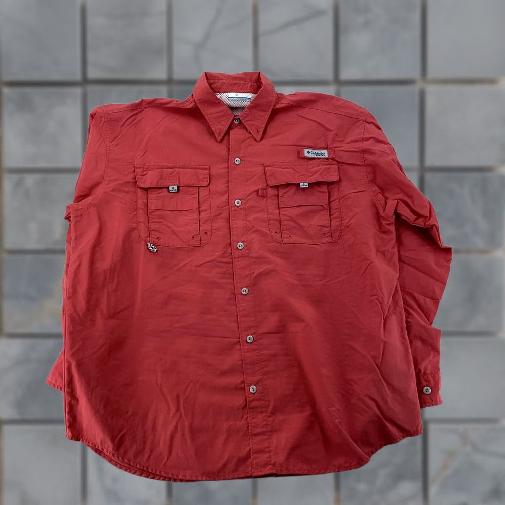 Vintage Columbia PFG Bahama II Fishing Shirt Mens Large Red Long Sleeve Button Down Size US L / EU 52-54 / 3 - 1 Thumbnail