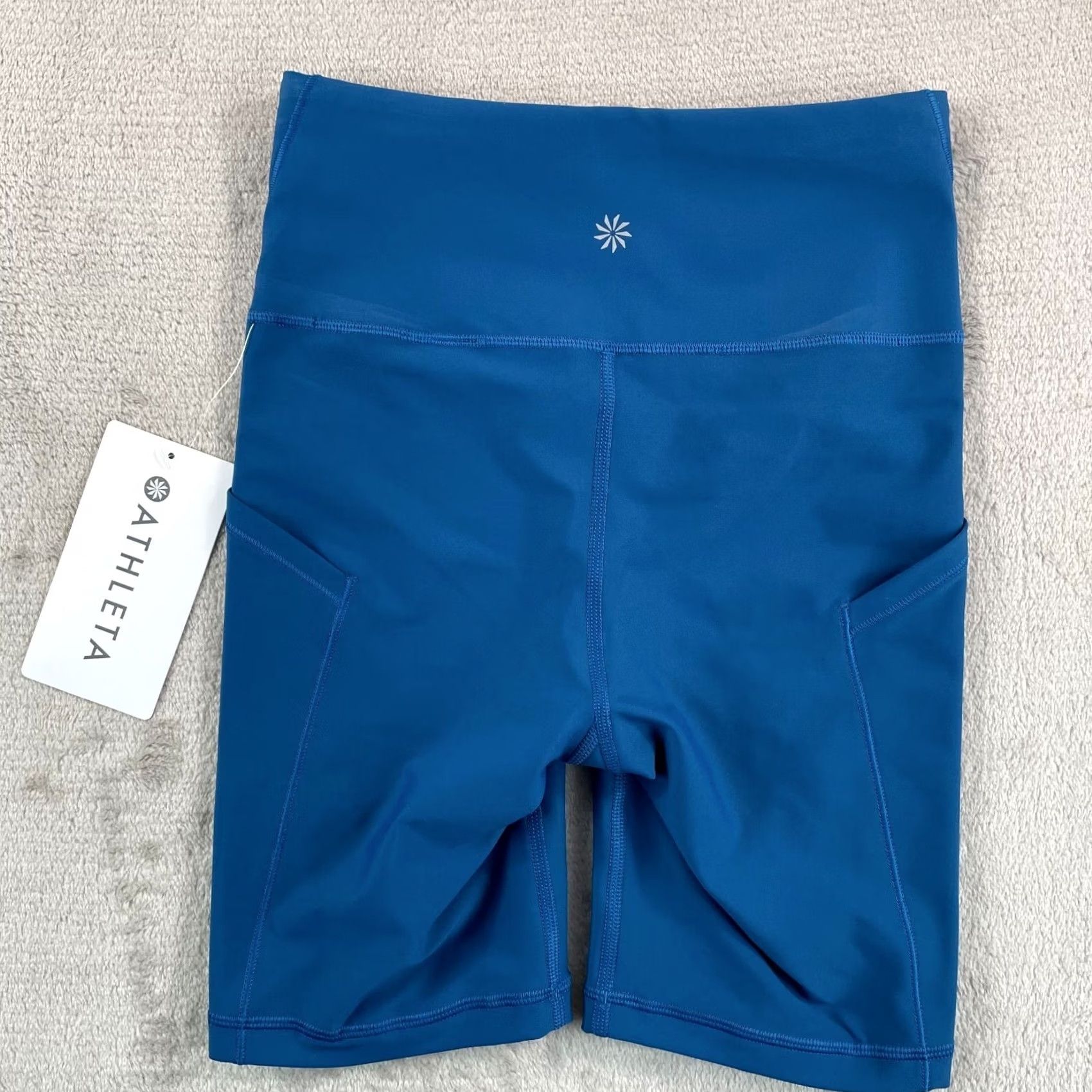 Athleta Athleta Bike Short Women 2XS Dark Lapis Blue 7" Stash Interval Pockets Yoga Gym NWT Size 24" / US 00 / IT 34 - 6 Thumbnail