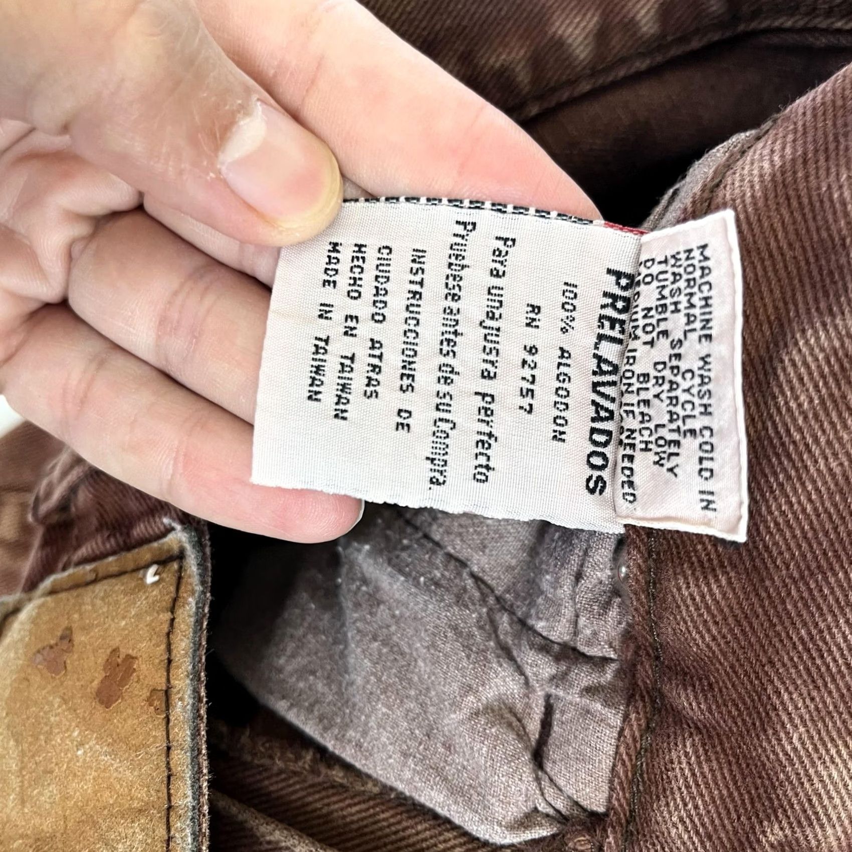 Denime VINTAGE LA Gate Jeans Mens 30x30 Brown Relaxed Tapered Denim Made 90s READ Size US 30 / EU 46 - 6 Thumbnail