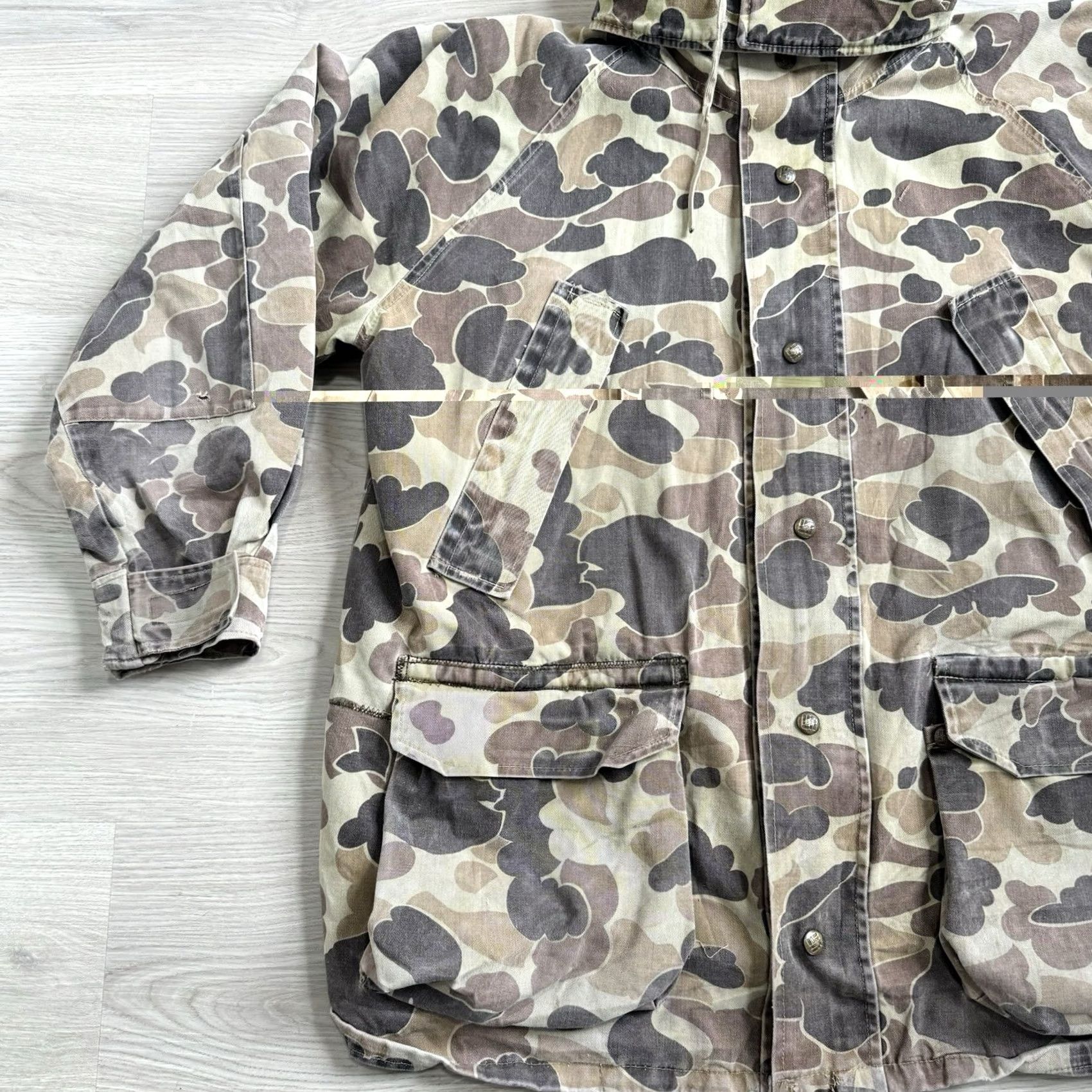 Delta VINTAGE Columbia Delta Marsh Duck Camo Hooded Shell Jacket XL Outdoor Hunting Size US XL / EU 56 / 4 - 2 Thumbnail