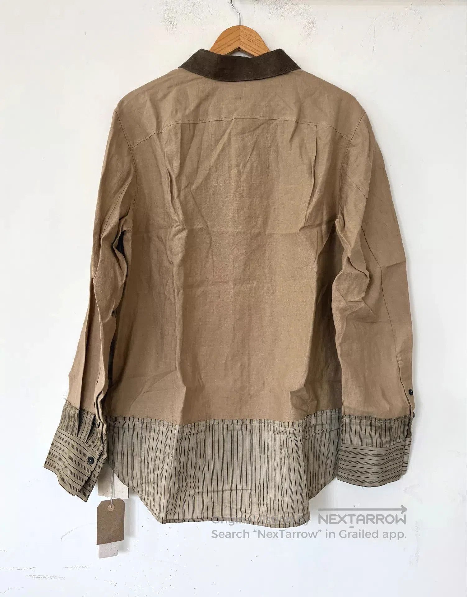 Ziggy Chen Beige Long Sleeve Button-Up with Contrast Collar. Size US M / EU 48-50 / 2 - 2 Thumbnail