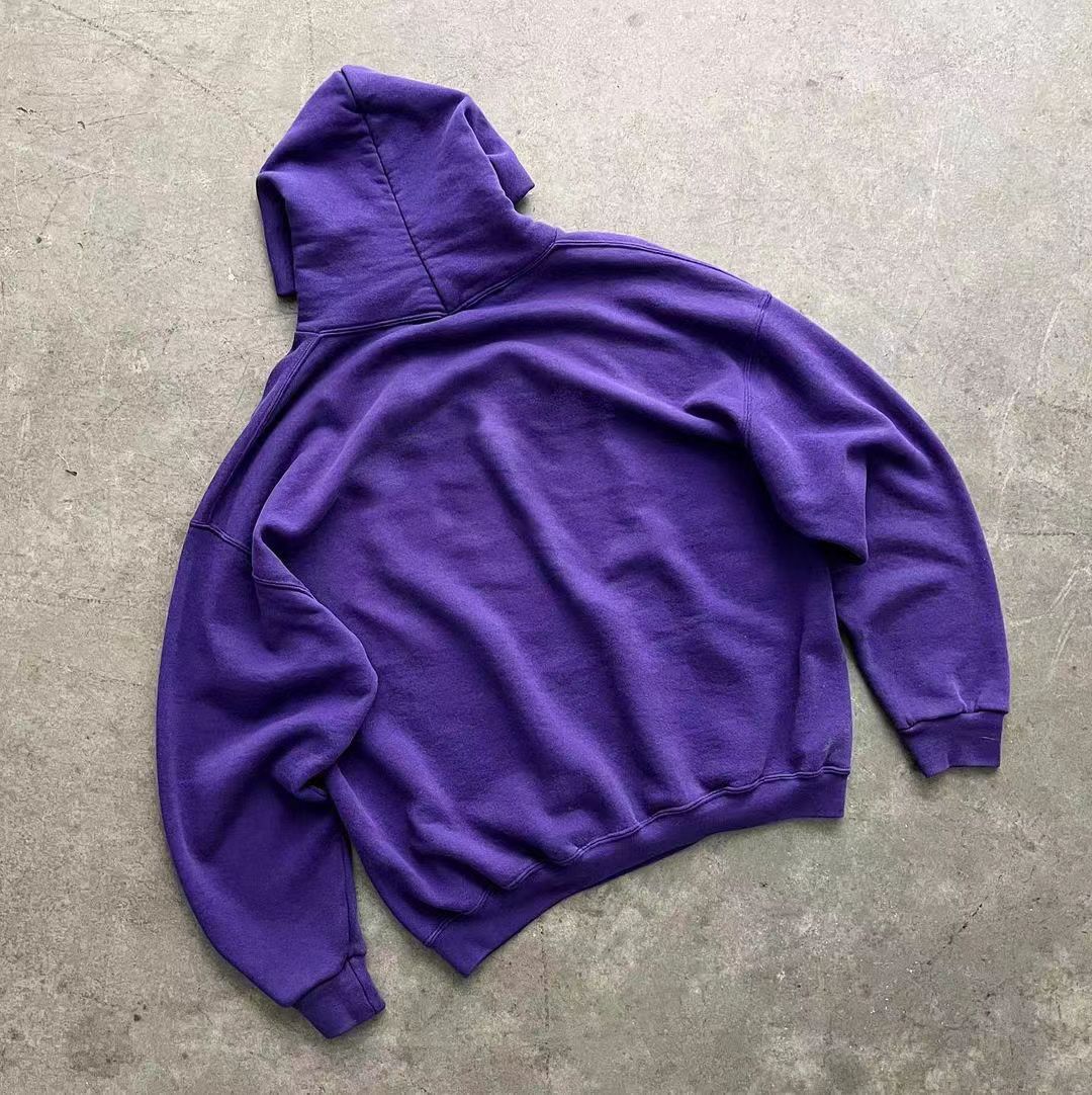Vintage Purple men's street fashion print hoodie y2k Size US M / EU 48-50 / 2 - 2 Thumbnail