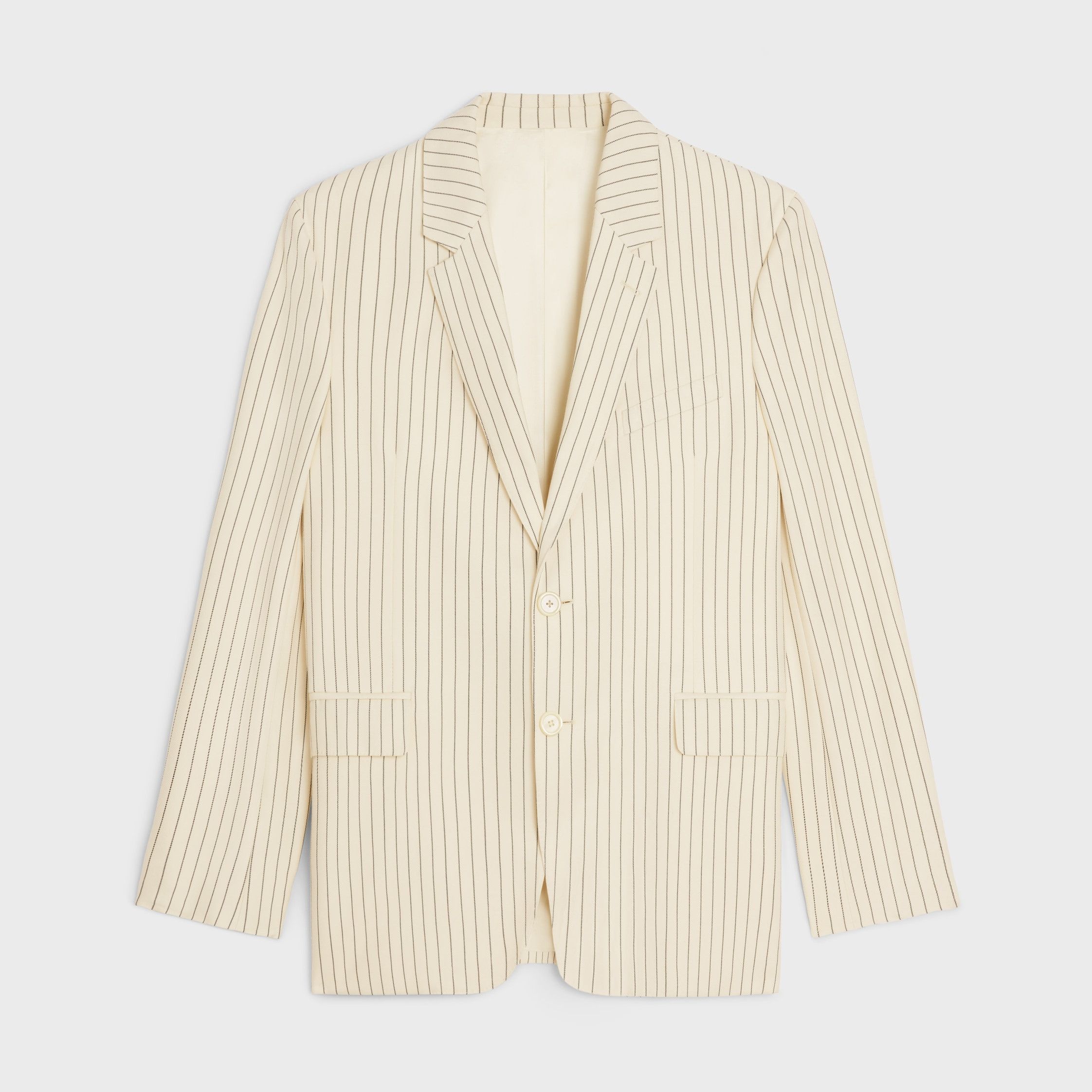 Celine CLASSIC JACKET IN STRIPED WOOL ecru/black Size US M / EU 48-50 / 2 - 1 Thumbnail
