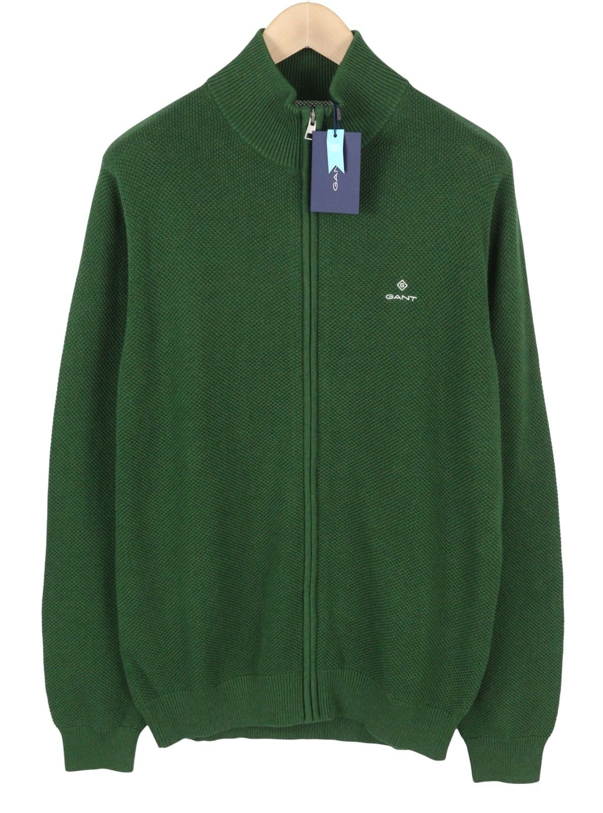 COTTON PIQUE ZIP CARDIGAN XL Forest Green Melange 88122