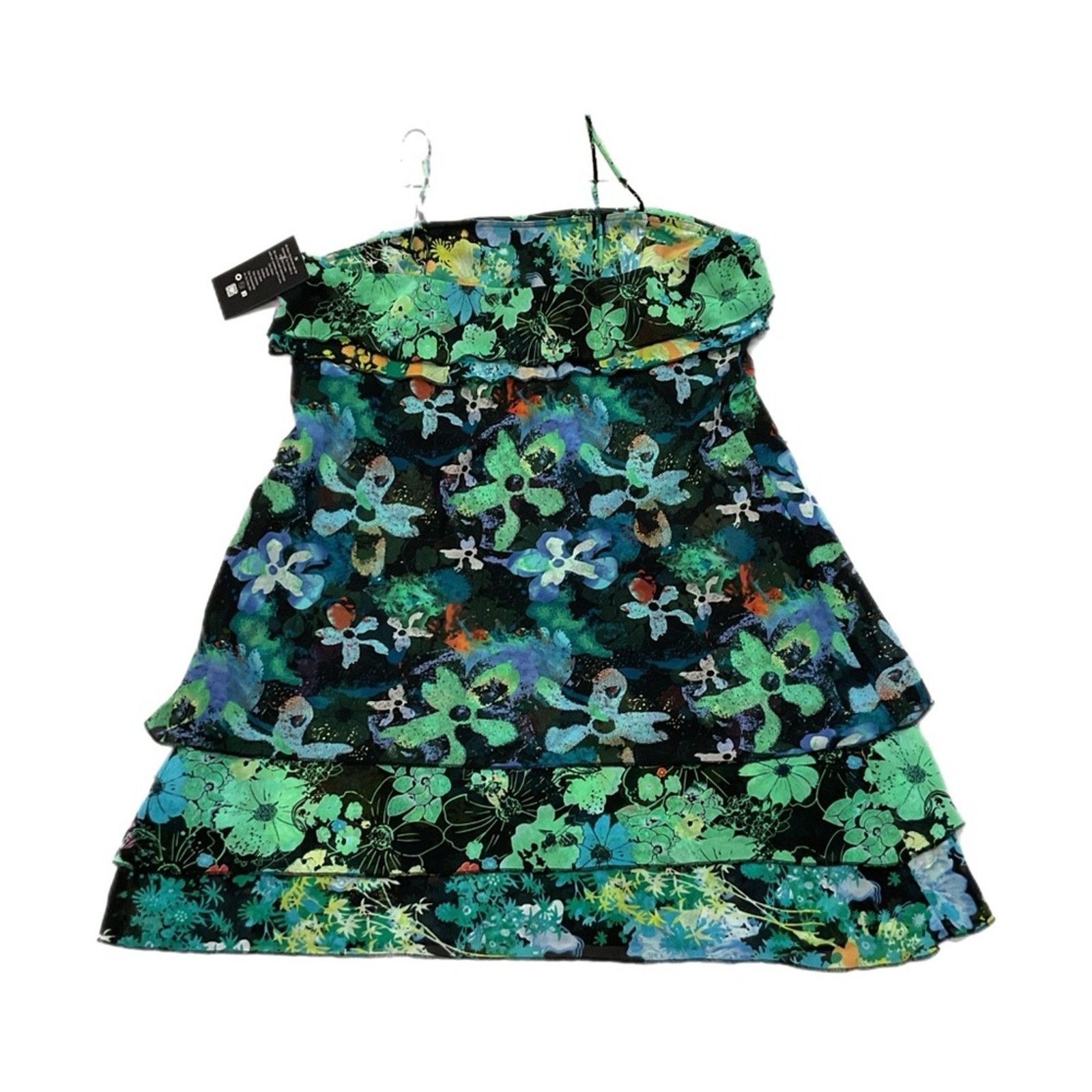 Vintage Tropical Sodi Flower Layered Dress Size XL / US 12-14 / IT 48-50 - 2 Thumbnail
