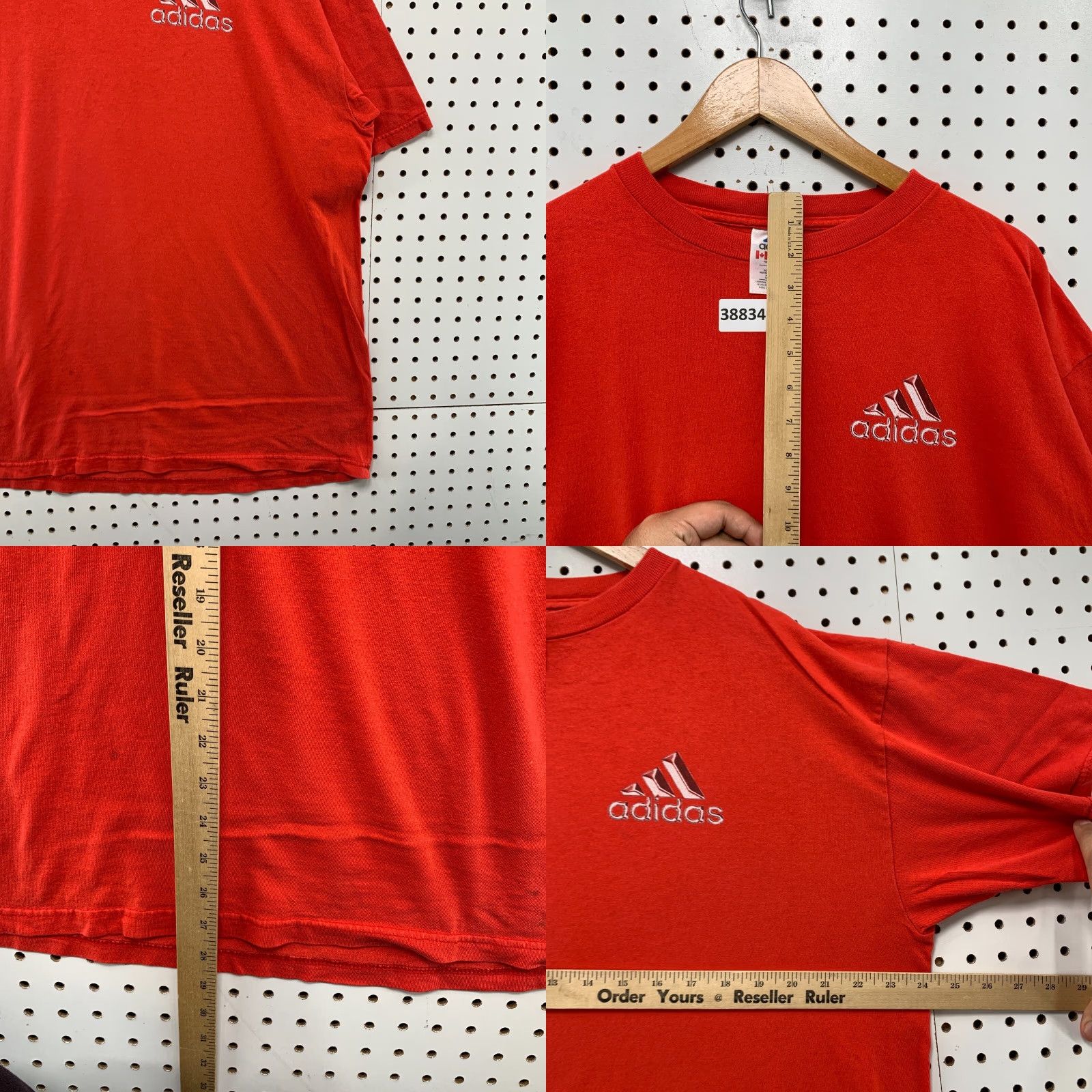 Adidas VINTAGE Adidas Shirt Mens Large Red Striped Logo USA Short Sleeve Size US L / EU 52-54 / 3 - 9 Thumbnail