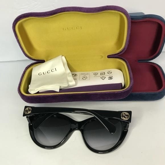 Gucci New Authentic Gucci Black 56 mm Gradient Women's Sunglasses Size ONE SIZE - 10 Thumbnail