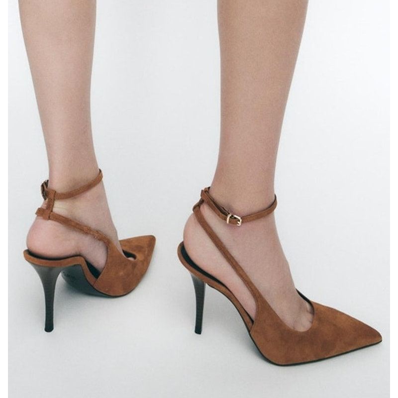 Zara ZARA Brown Leather Slingback Heels NWT Size US 9 / IT 39 - 14 Thumbnail