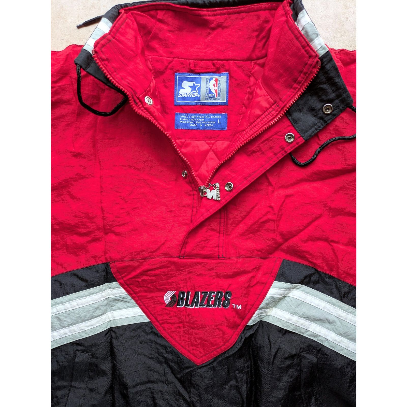 NBA × Starter Portland Blazers 90s STARTER puffer Pullover blk red vintage Size US L / EU 52-54 / 3 - 1 Thumbnail