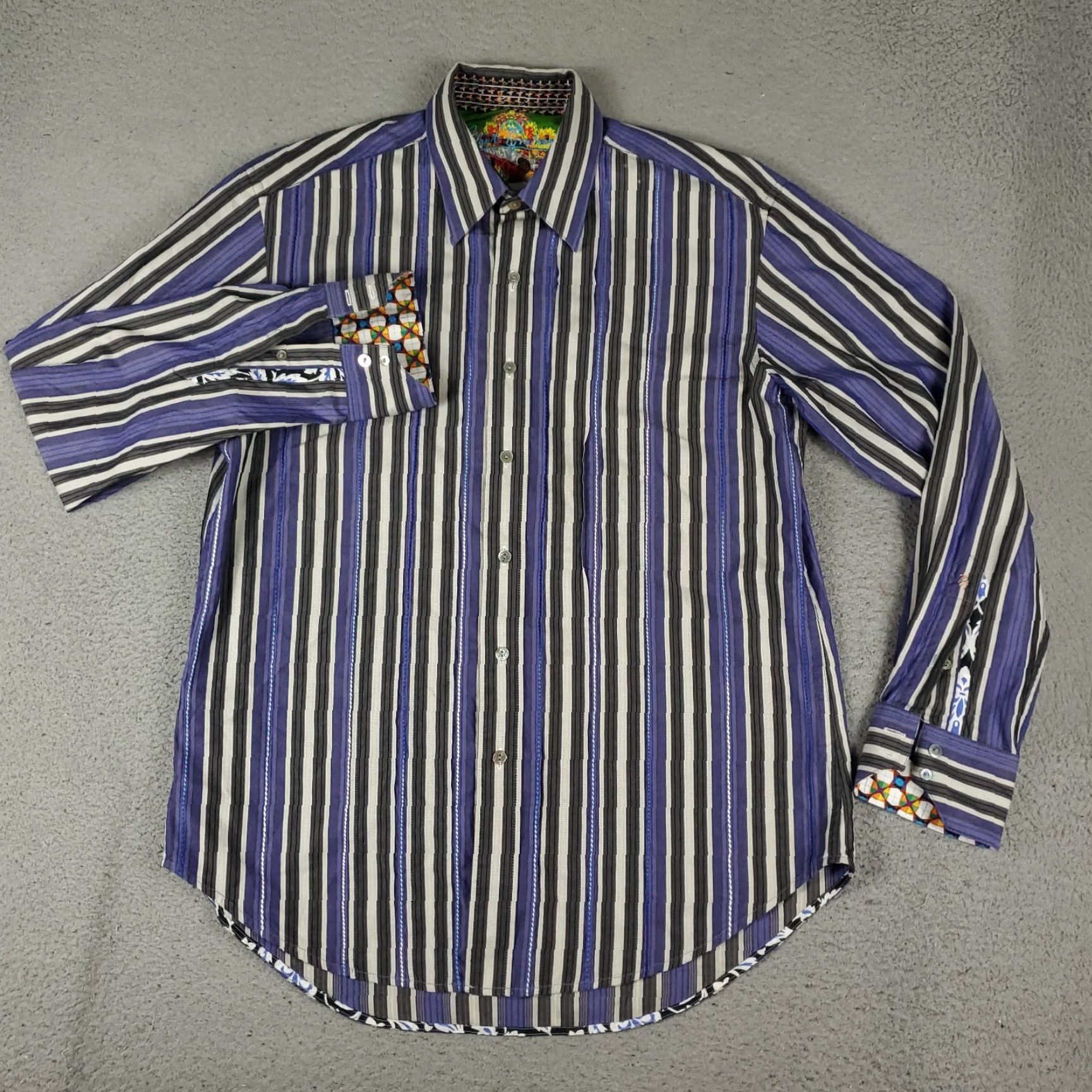 Robert Graham Robert Graham Shirt Mens Medium Blue Striped Button-Up Long Sleeve Size US M / EU 48-50 / 2 - 2 Thumbnail