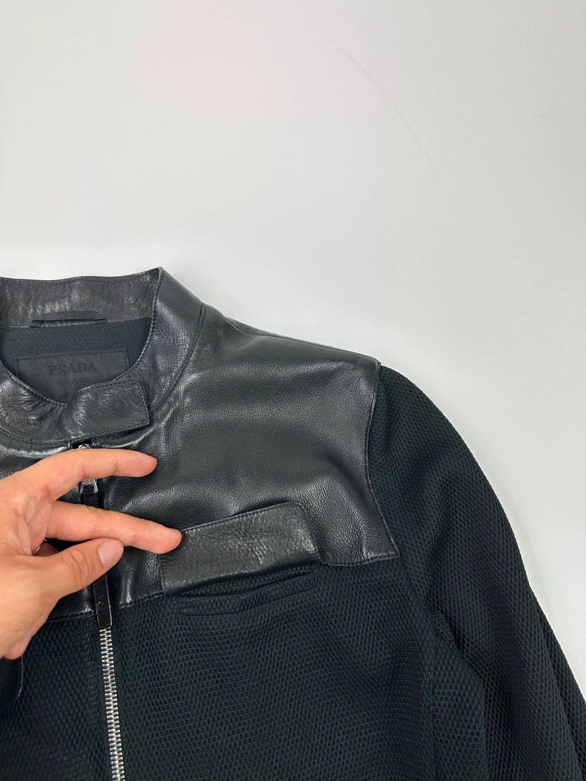 Prada Prada Milano FW1999 Black Mesh & Leather Jacket Size M / US 6-8 / IT 42-44 - 4 Thumbnail