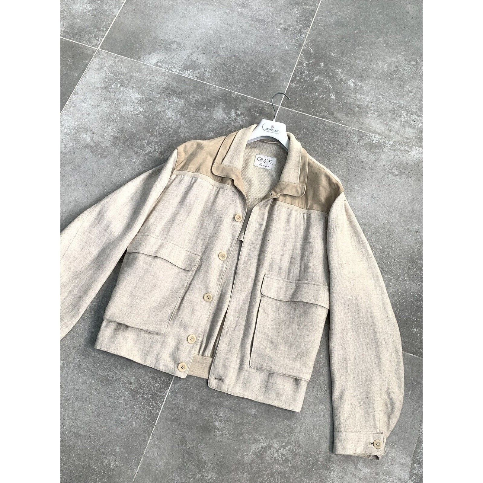 Gimo's × Vintage Men's GIMO'S SUEDE LINEN Bomber Jacket Coat EU 56 UK 46 XL Size US XXL / EU 58 / 5 - 2 Thumbnail