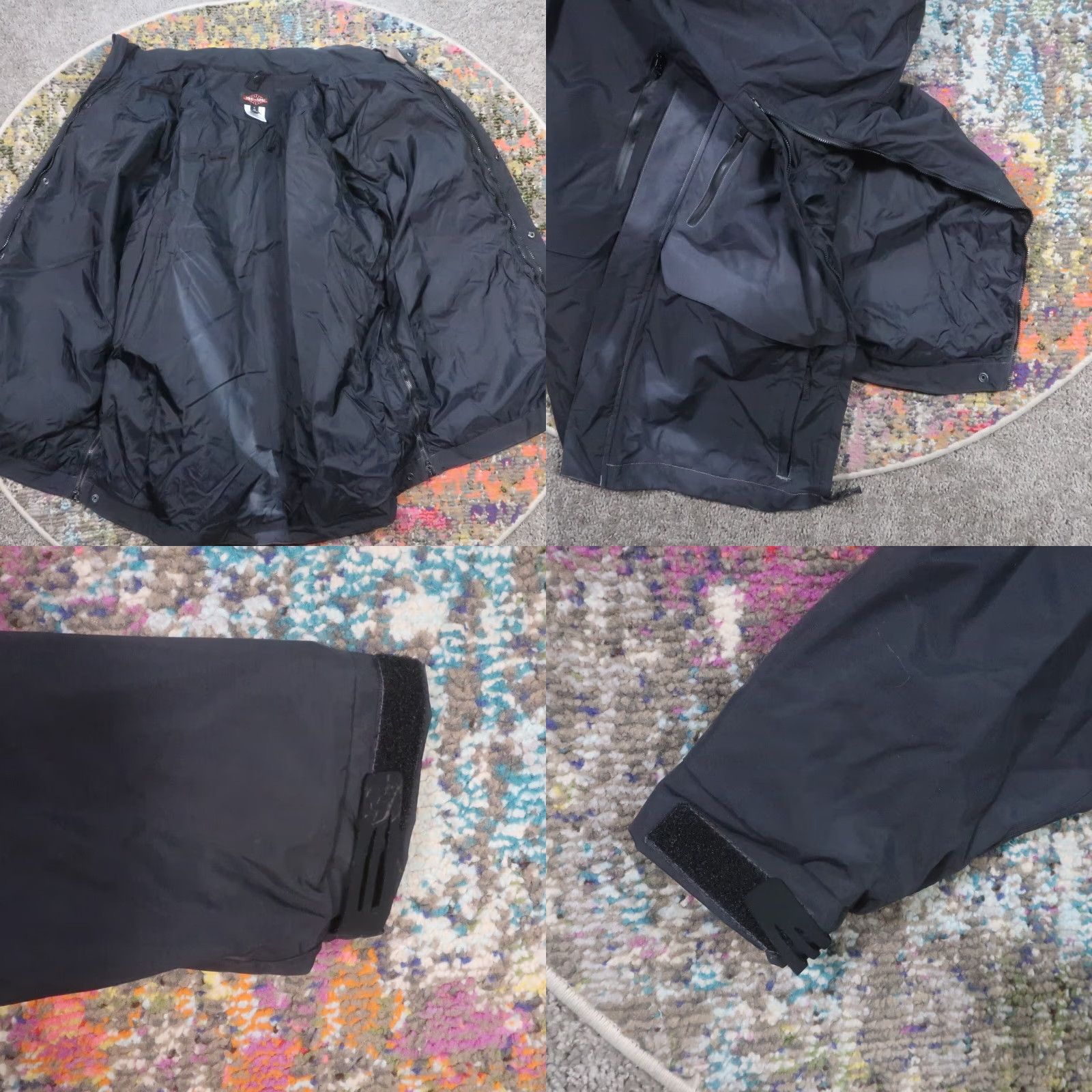 Vintage TRU-SPEC Weathershield Parka Jacket Mens XL Black Rain Coat Mid-Length Nylon Softshell Bleach Stains/Hid hoodie missing zip out fleece liner Size US XL / EU 56 / 4 - 8 Thumbnail