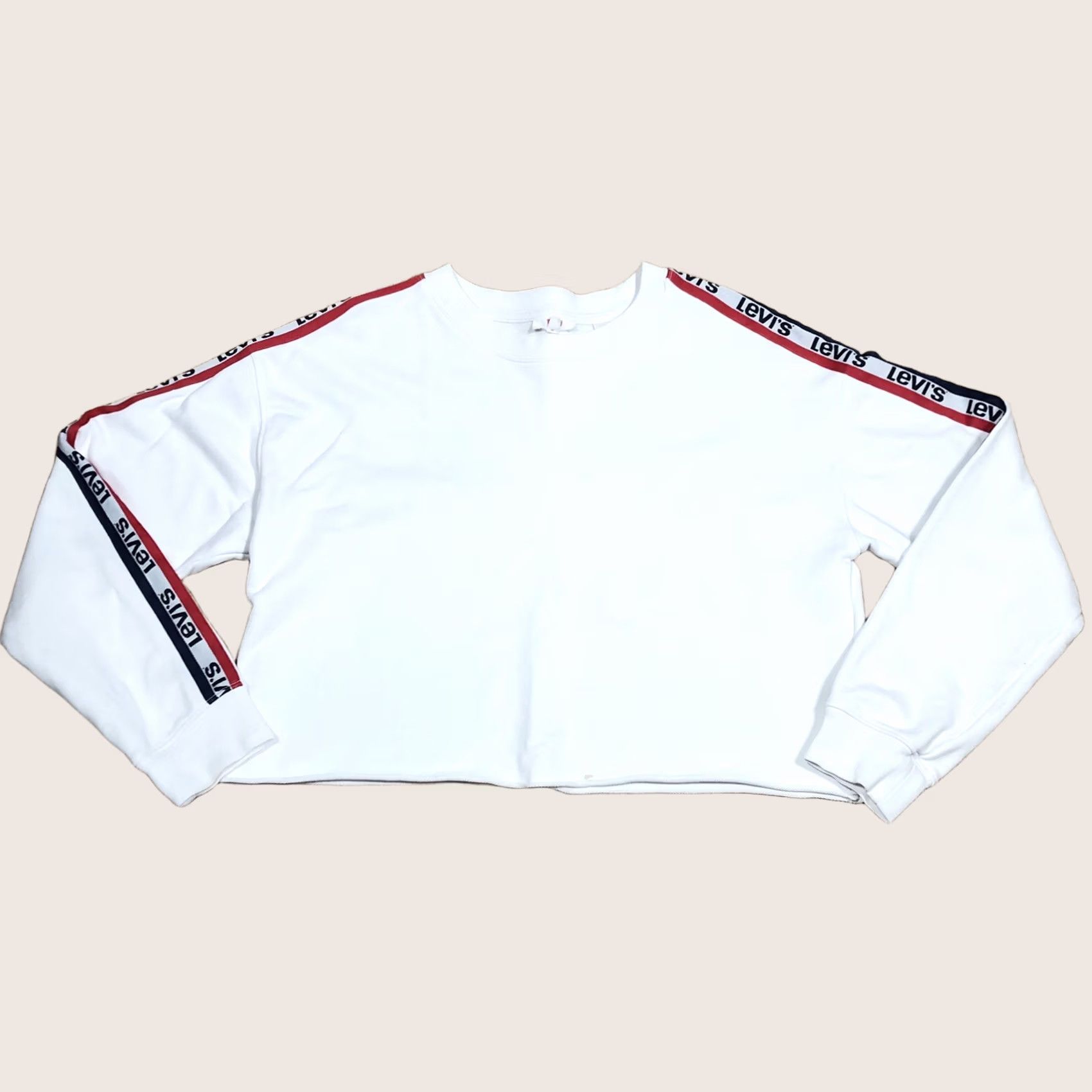 Levi's Levi’S White Crop Sweatshirt - Size Small Womens Long Sleeve Pullover Round Neck - Vintage Condition Size S / US 4 / IT 40 - 1 Thumbnail