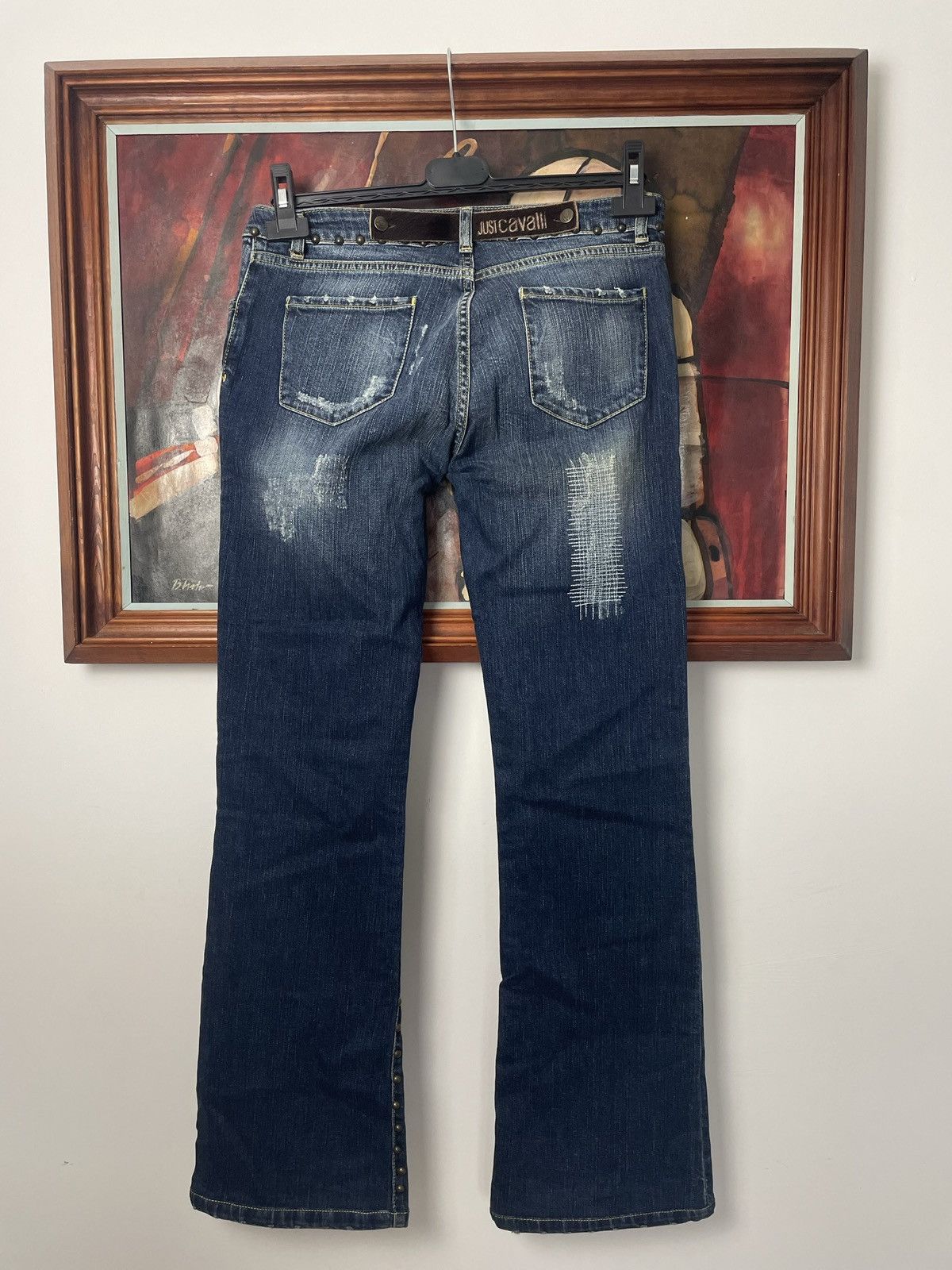 Roberto Cavalli 🔵flared fit denim jeans just cavalli vintage y2k avant garde Size 29" - 2 Thumbnail