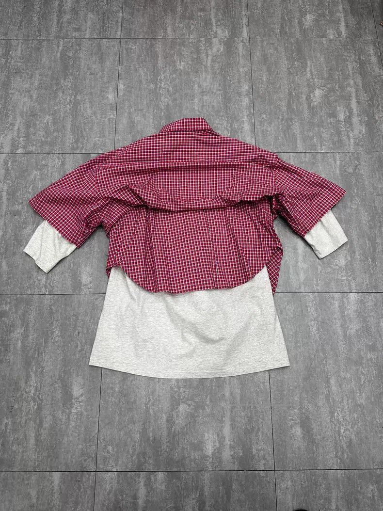 Balenciaga Balenciaga Red and White Plaid Short Sleeve Shirt Size XXS / US 00 / IT 34 - 2 Thumbnail