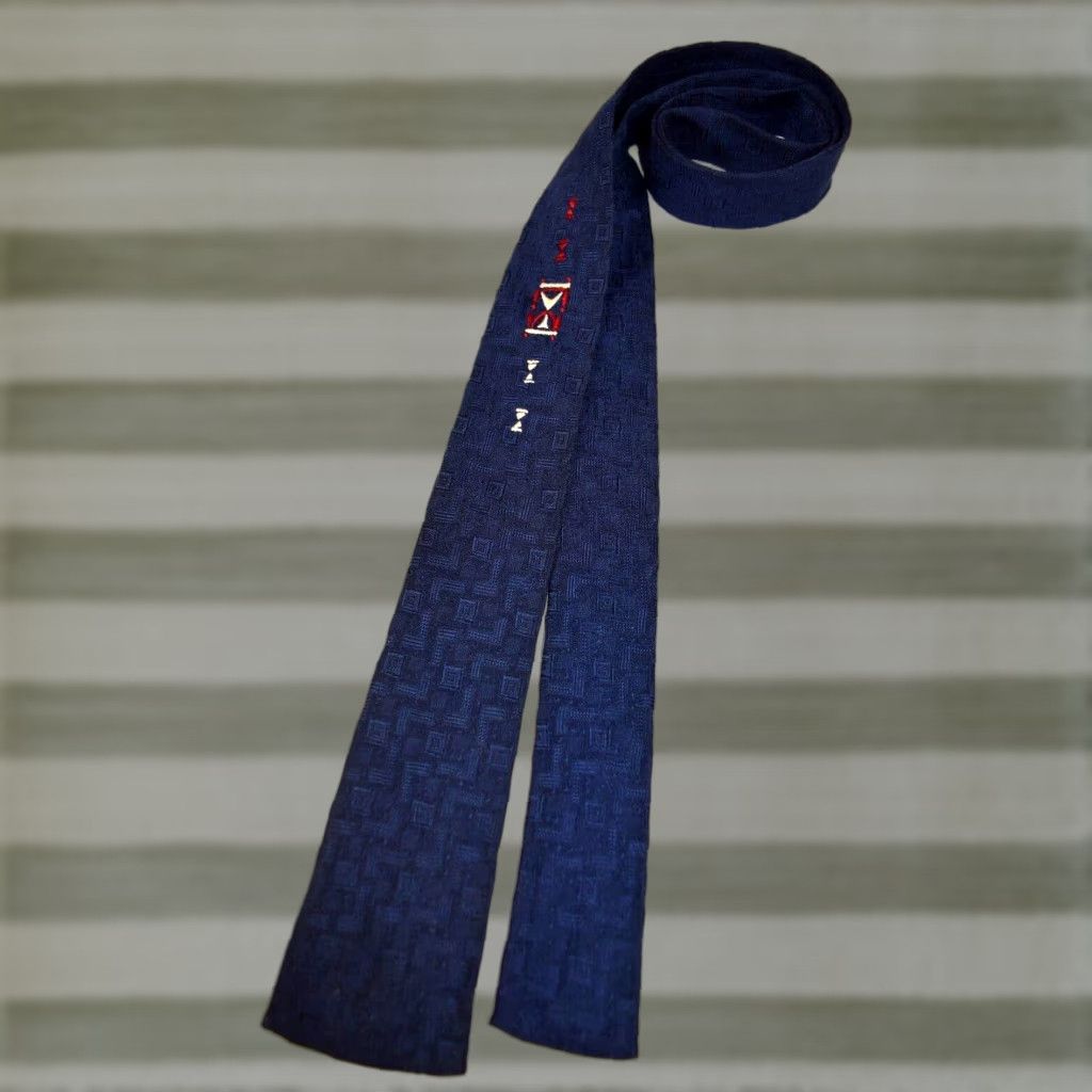VINTAGE Dunlap Neck Tie 50s 60s Embroidered Hour Glass Skinny Tie 54