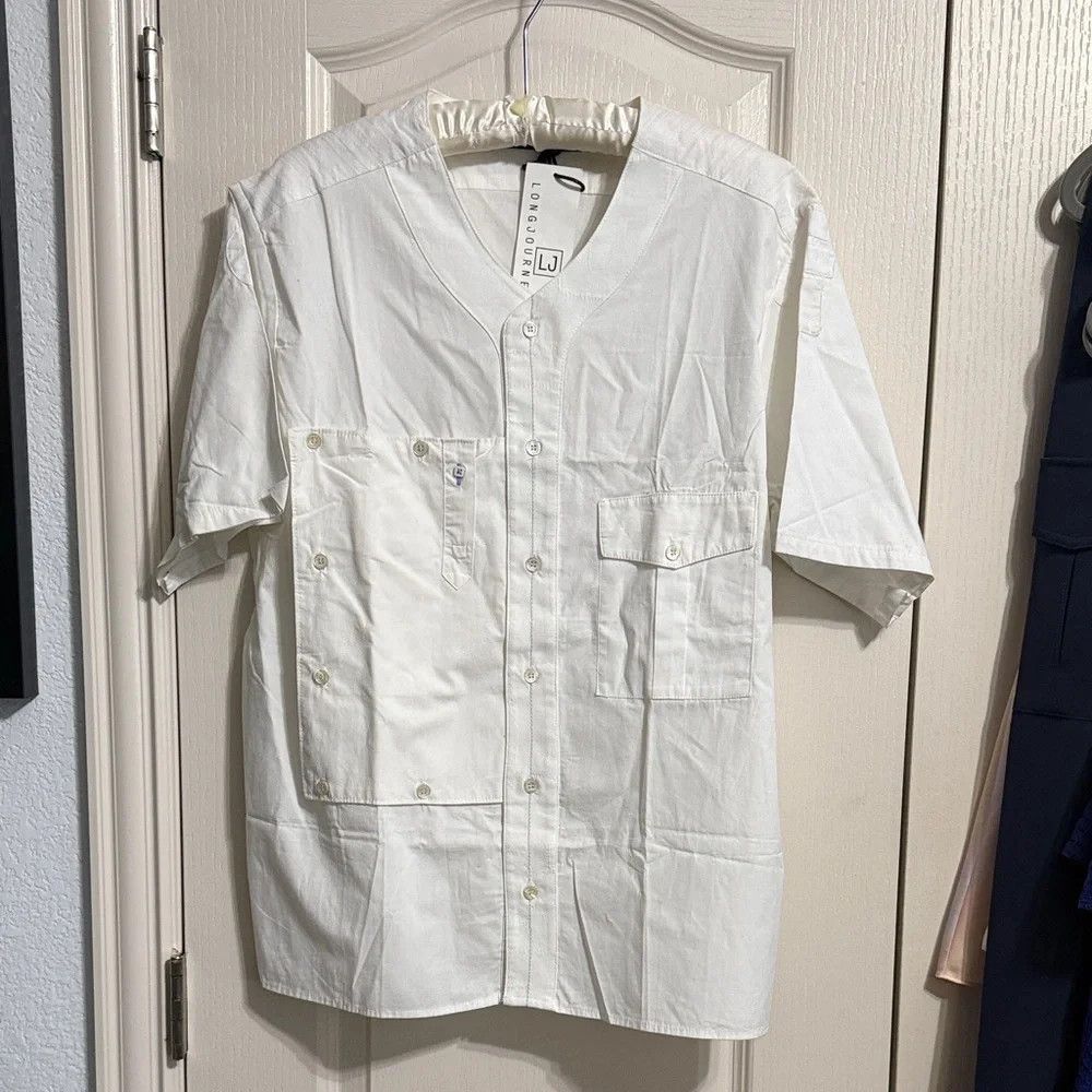LongJourney LONGJOURNEY White Short Sleeve Button Up Shirt Size US XL / EU 56 / 4 - 2 Thumbnail