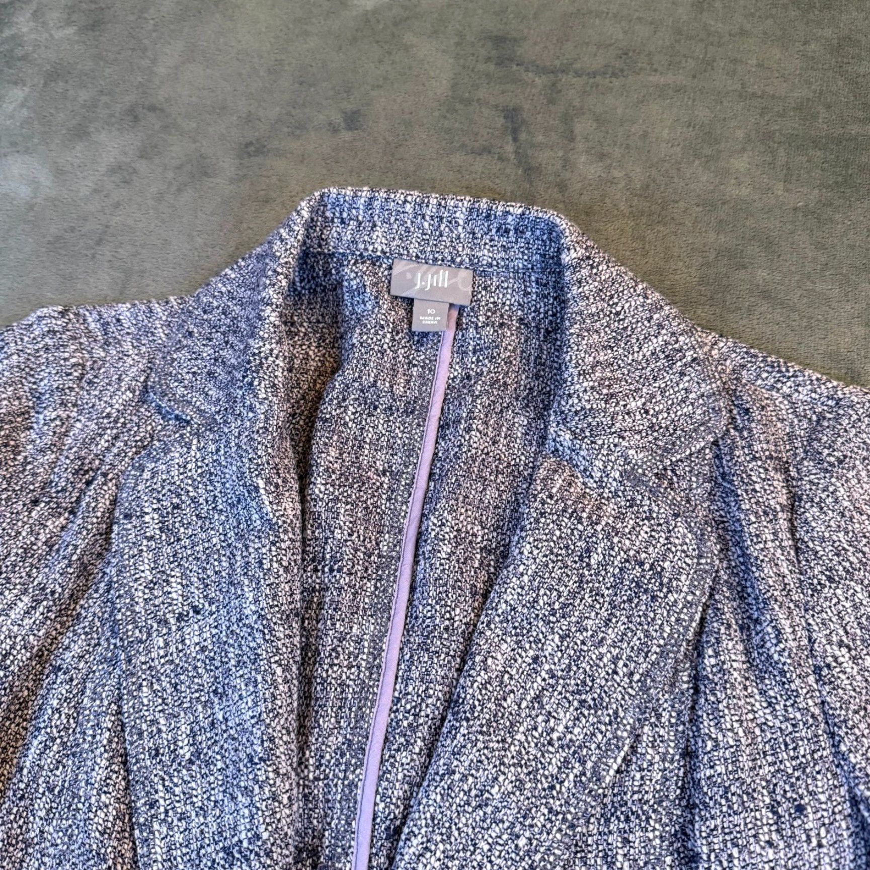 J. Jill J. Jill Blazer Women Tweed Open Front Blazer Jacket Purple 10 Purple Preppy Workwear Business 3/4 Sleeve Mid-Length Boys? Womens Size L / US 10 / IT 46 - 2 Thumbnail