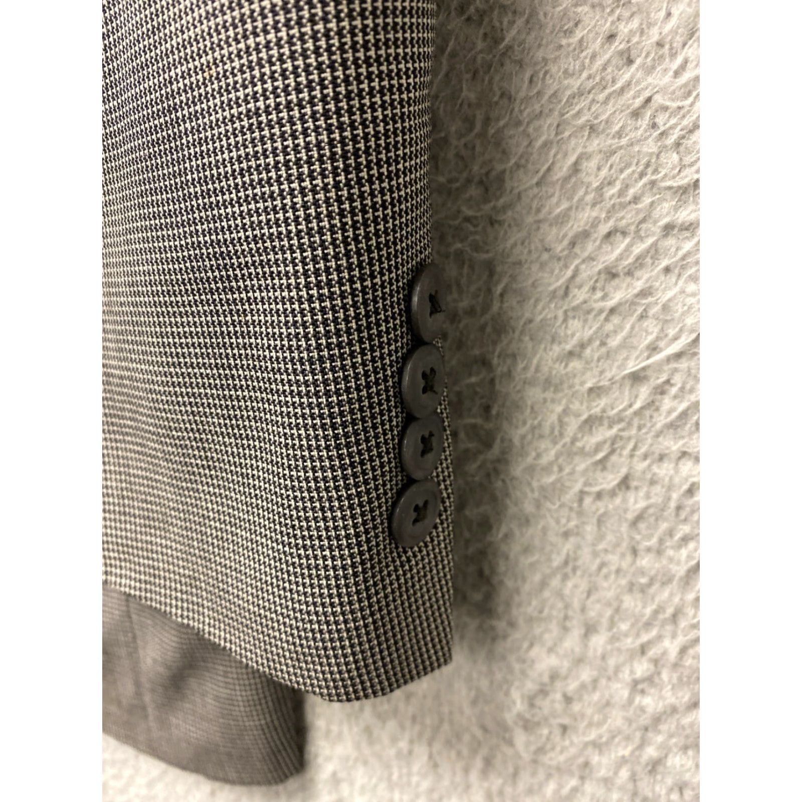 Hart Schaffner Marx Hart Schaffner Marx Blazer vintage Ivy Style Houndstooth Two-Button Notch Lapel 43 R Black White Men Blazer Sport Coat Size 46R - 5 Thumbnail