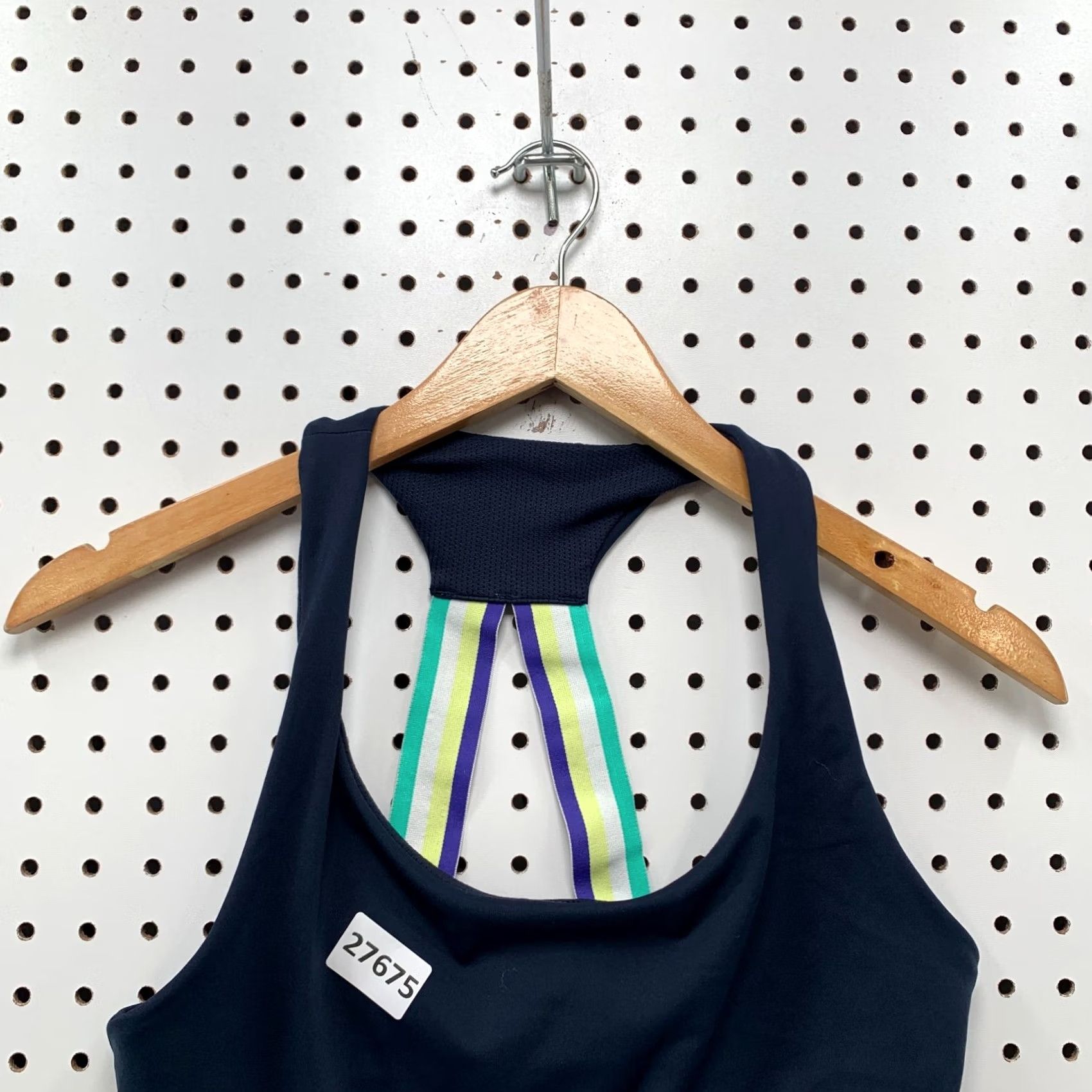 Athleta Athleta Top Womens 14 Blue Contender Racer Back Tank Green Trim Width Size XL / US 12-14 / IT 48-50 - 2 Thumbnail