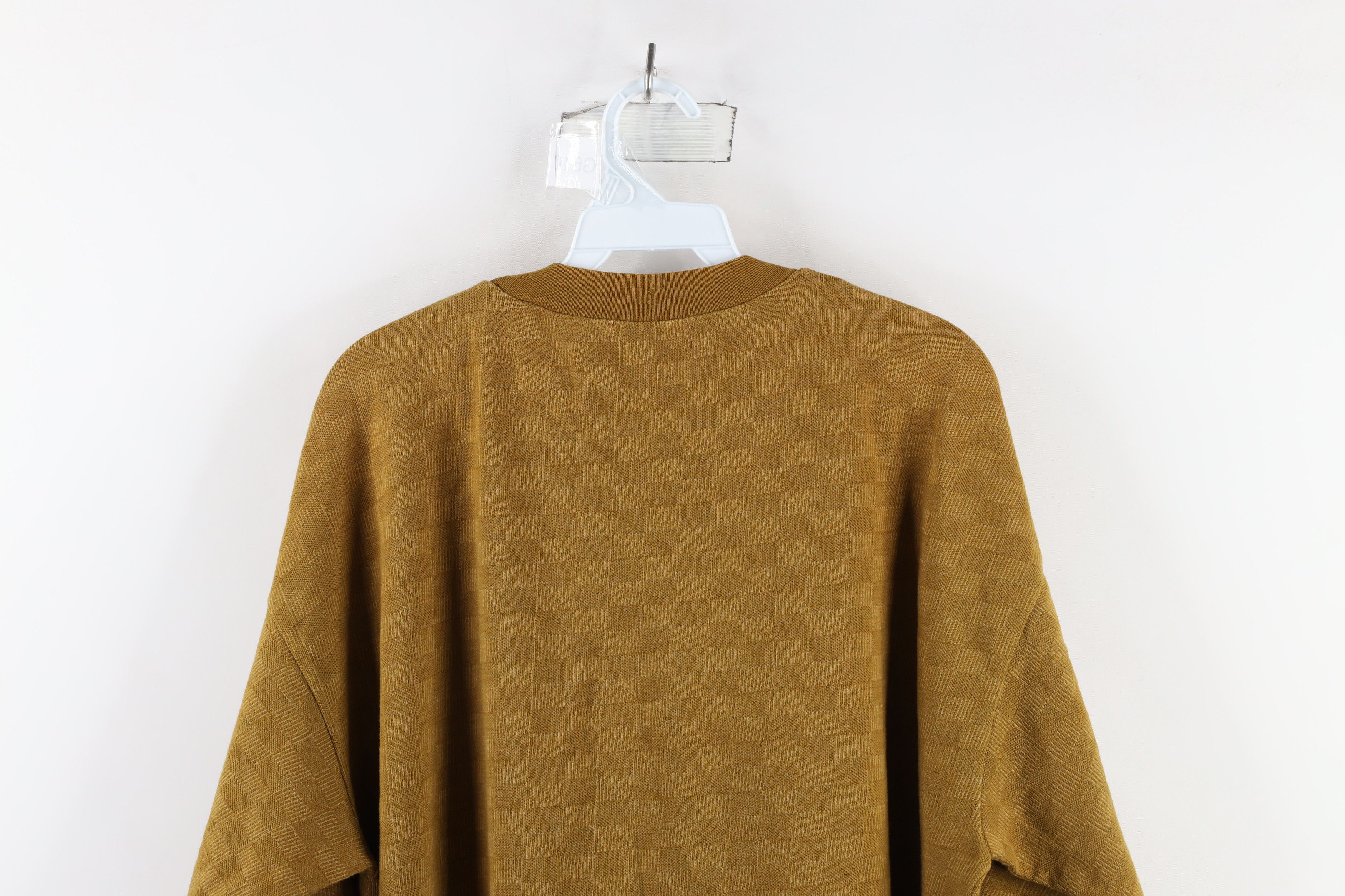 Vintage Vintage 90s Streetwear Checkered Knit Pocket T-Shirt Gold Size US XL / EU 56 / 4 - 10 Thumbnail