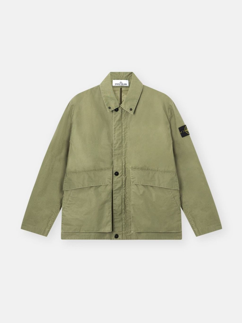 Stone Island Coach Jacket With Pigmented Wax Coating Tag Size L Men - Usa Duties Paid in Green, Men's