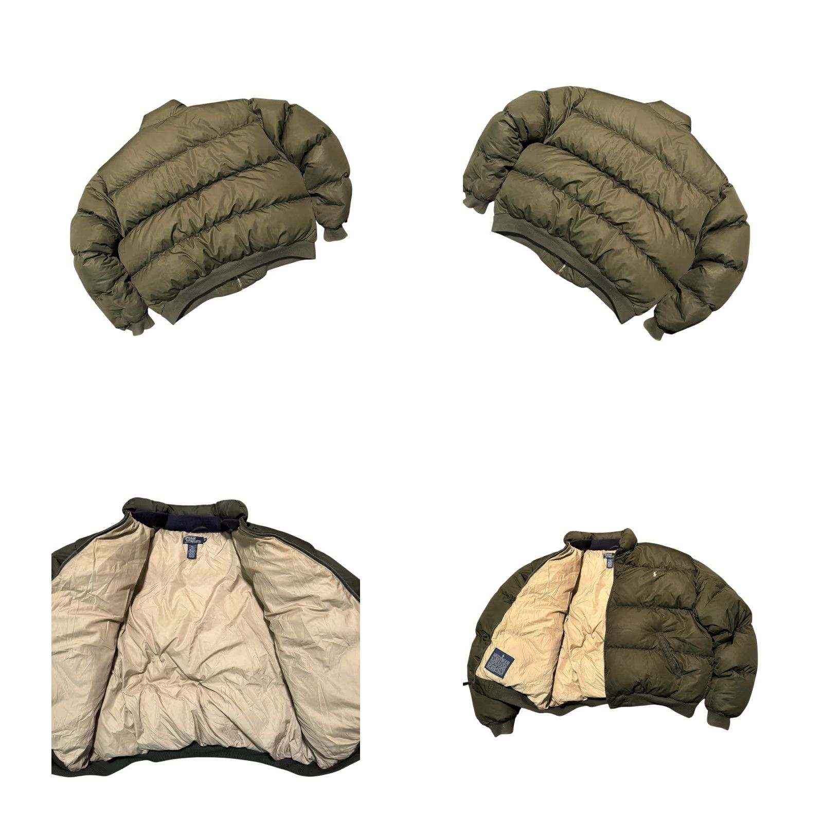 Ralph Lauren VTG 90s Polo Ralph Lauren Down Puffer Bomber Jacket XL Olive Green Men Regular Warm Outer Shell Zip Size US XL / EU 56 / 4 - 8 Thumbnail