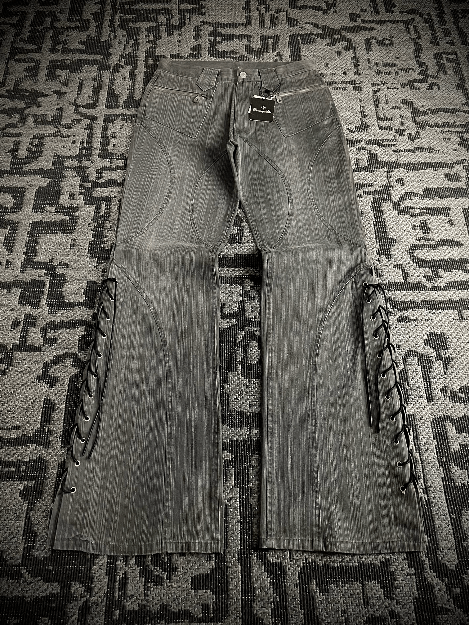 Japanese Brand Bernings Sho Lace Up Flared Pants Size US 31 - 1 Thumbnail