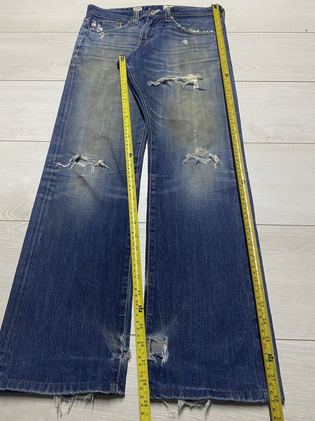 AG Adriano Goldschmied Vintage Adriano Ag Grunge Distresse Straight Jeans Size US 30 / EU 46 - 19 Thumbnail