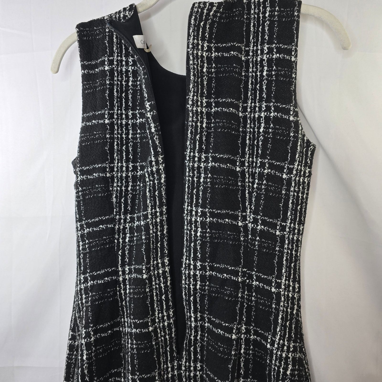 Calvin Klein Calvin Klein Black Plaid Tweed Sheath Dress Lined Size 4 Size S / US 4 / IT 40 - 7 Thumbnail