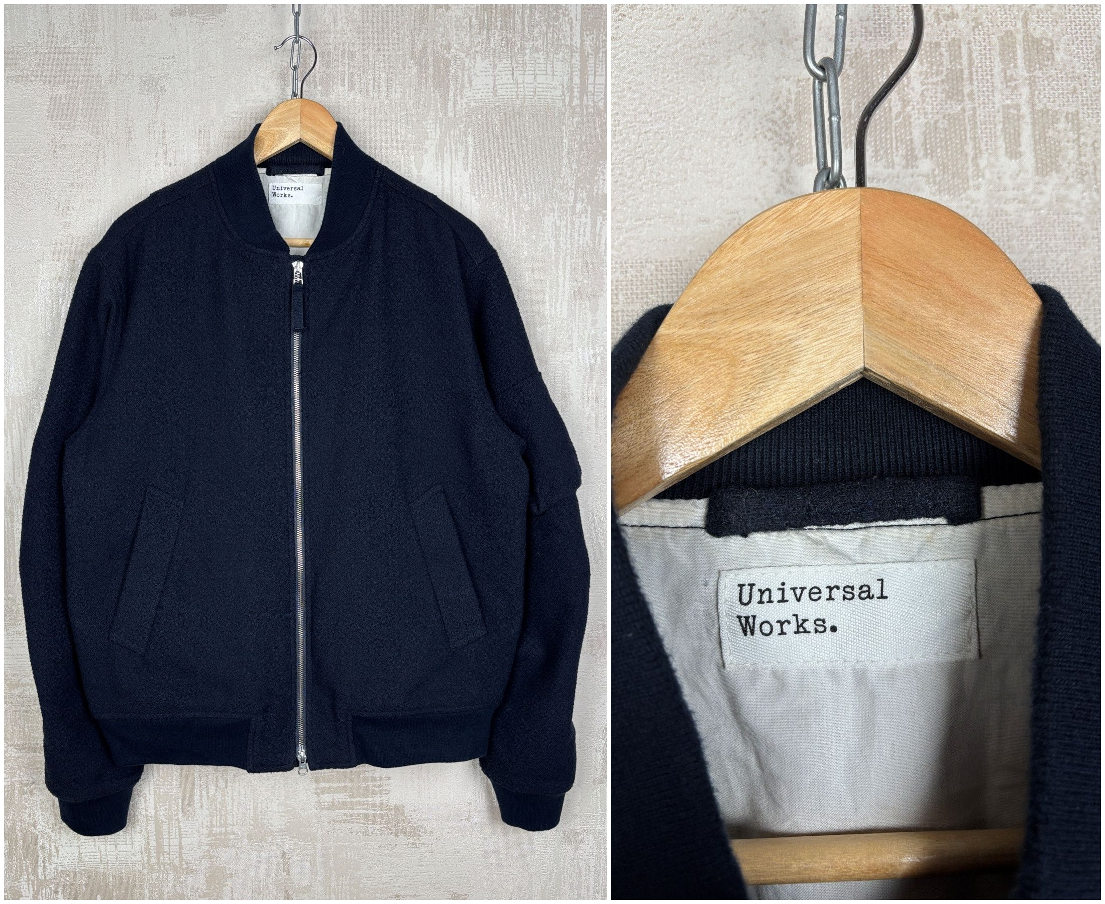 Universal Works Universal Works Wool Blend Bomber Navy Blue Size US L / EU 52-54 / 3 - 1 Thumbnail